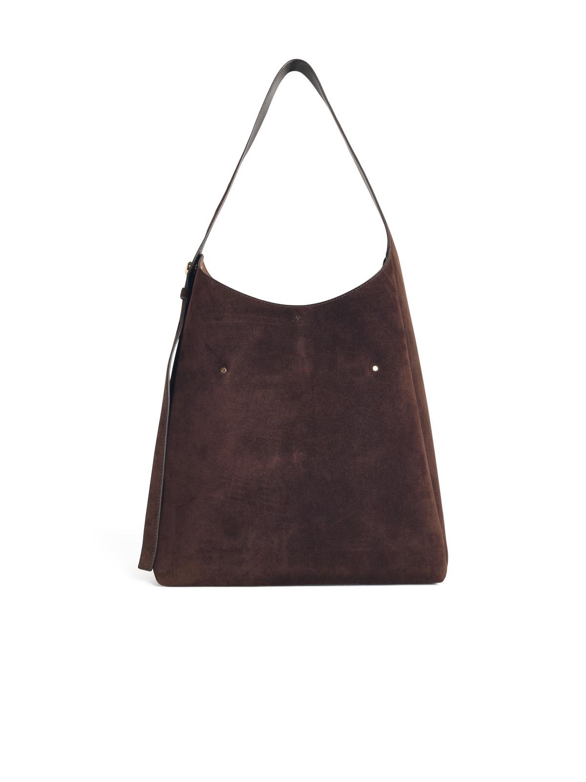 Tory Burch Hobo Romy Dark Brown Suede Bag In Burgundy