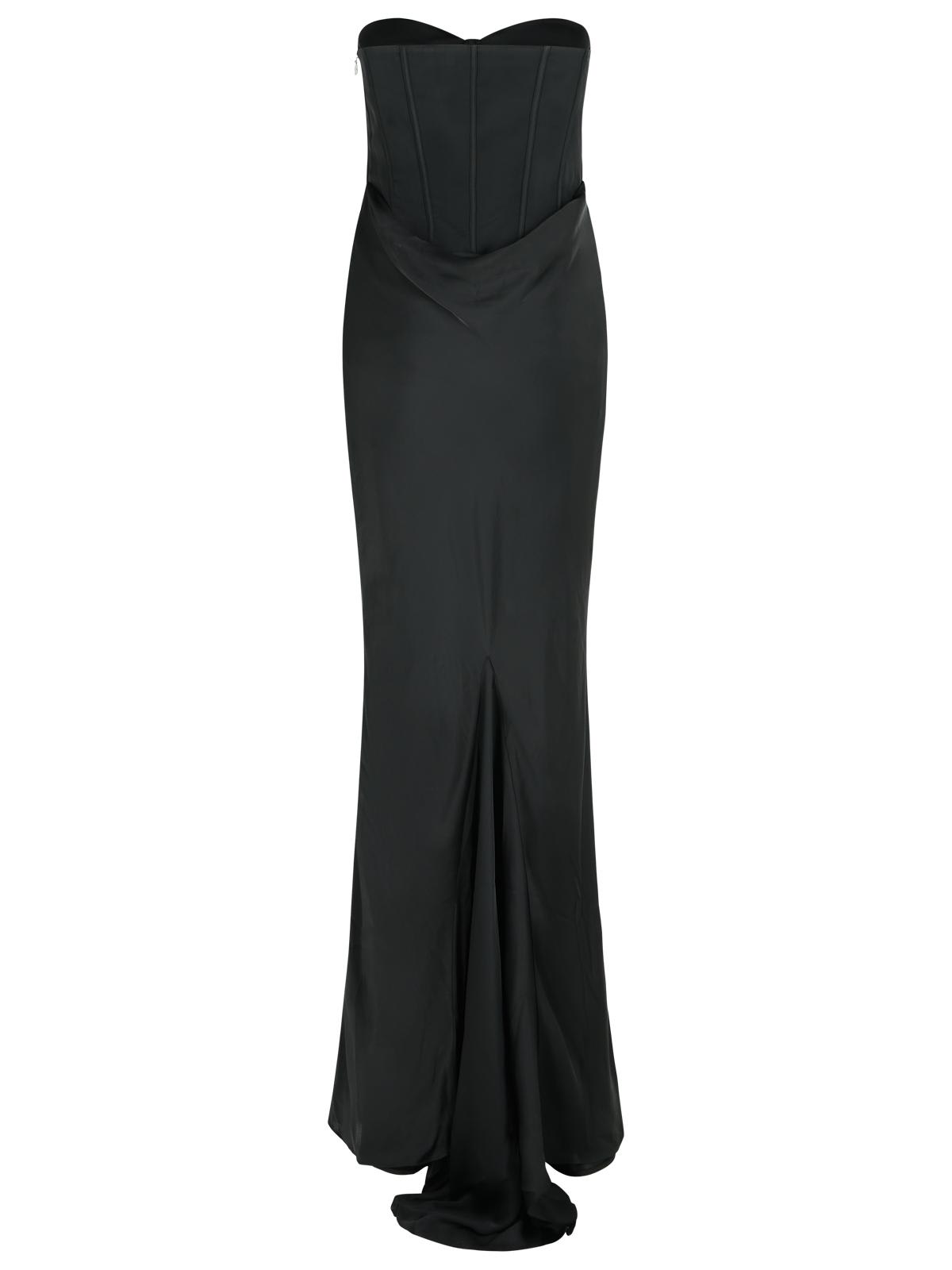 Rotate Birger Christensen Maxi Satin Dress With Corset In Black