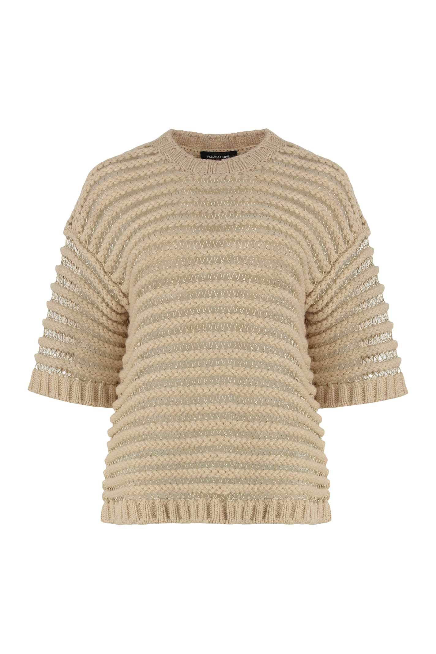 Fabiana Filippi Crew-neck Wool Sweater In Gold