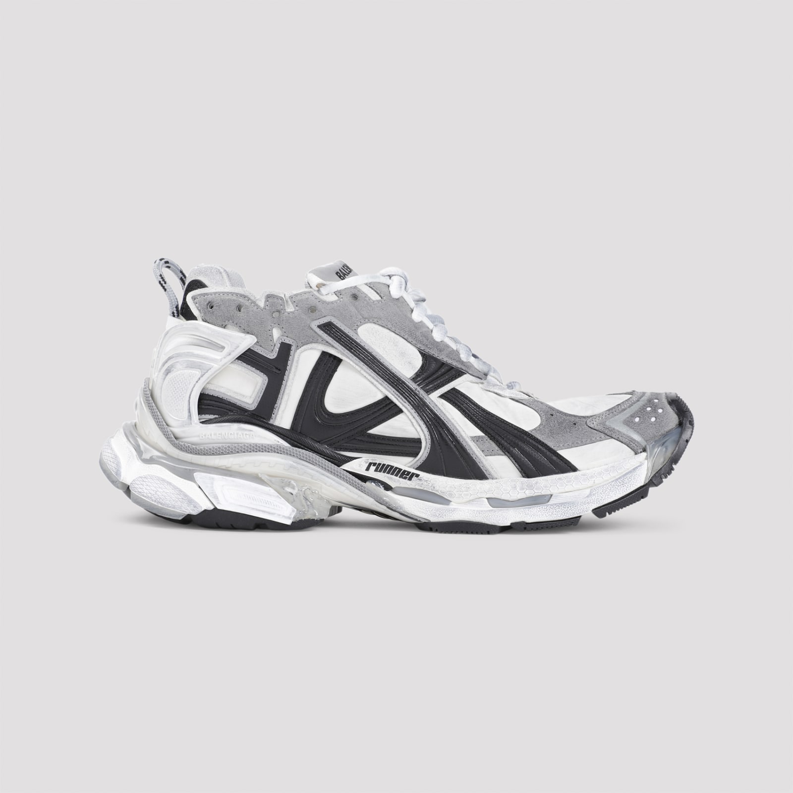 Shop Balenciaga Runner Sneakers In Grey White Black