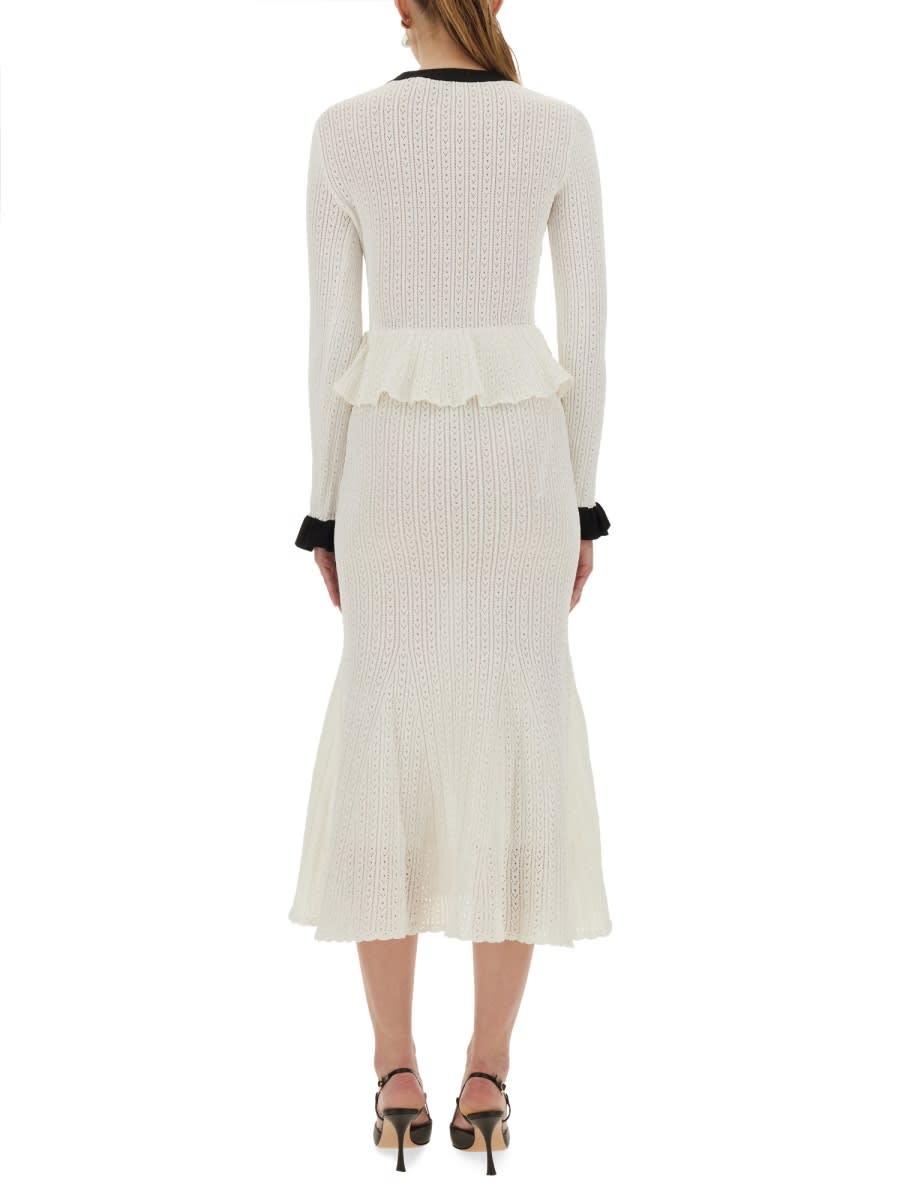 Self-portrait White Midi Dress In Pointelle Knit Self Portrait In White