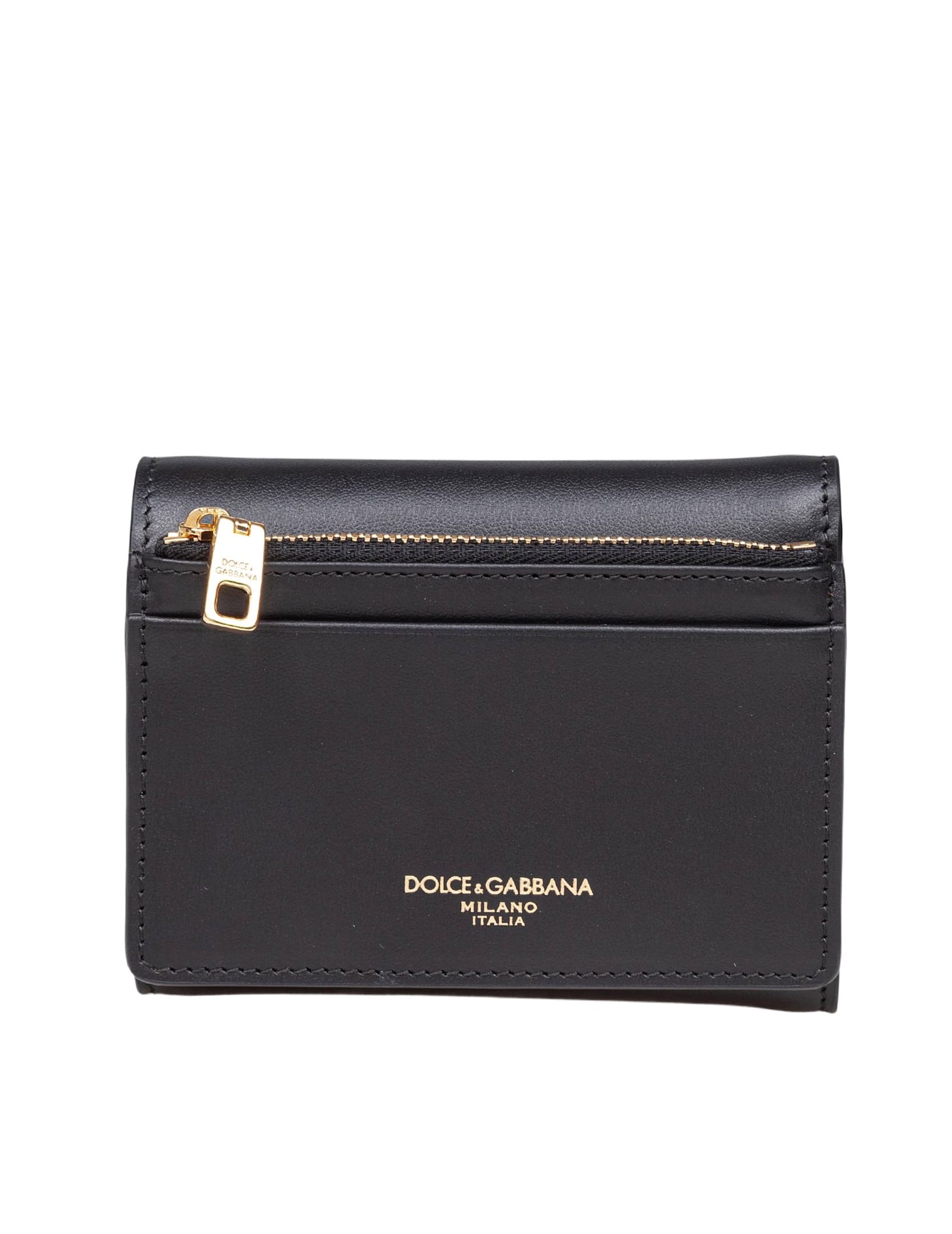 Dolce & Gabbana Dg Logo Leather Wallet In Black