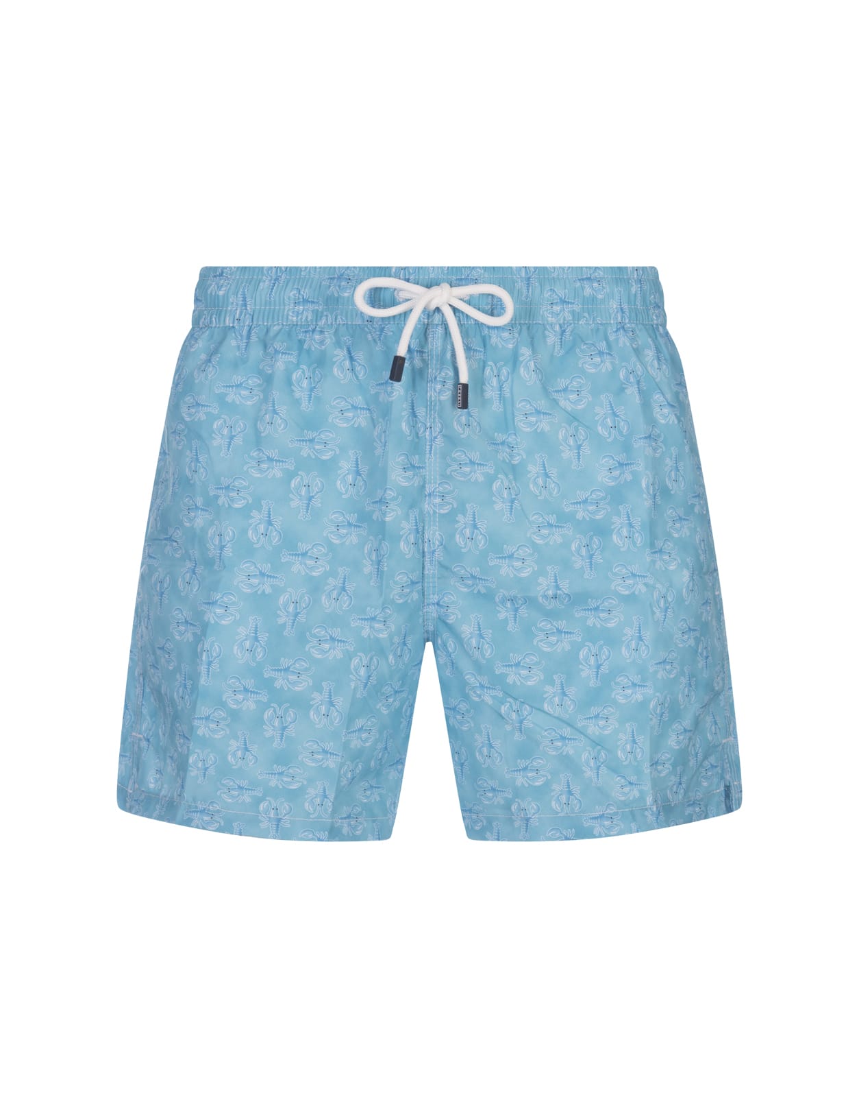 Light Blue Swim Shorts With Lobster Pattern