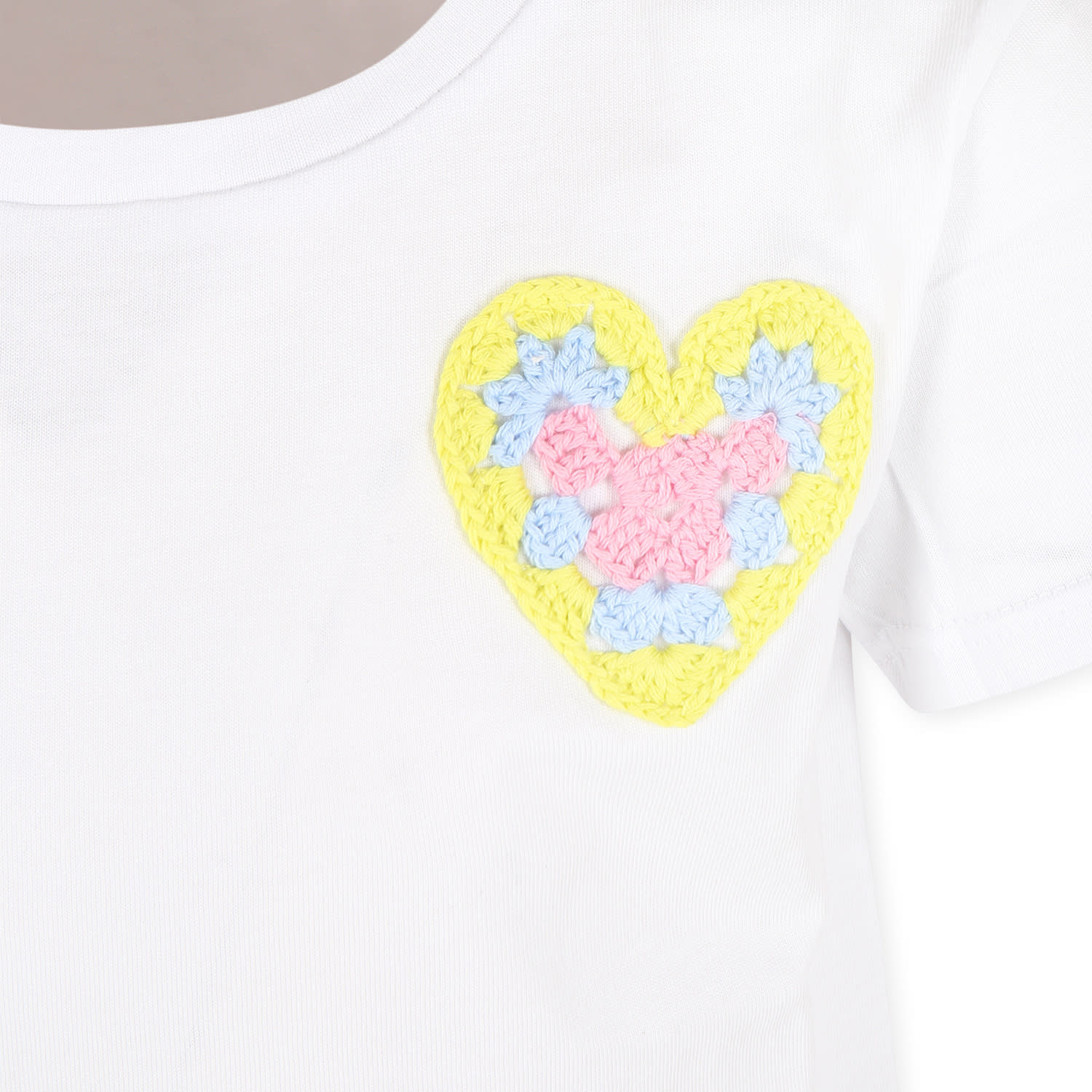 Billieblush White T-shir For Girl With Heart In White