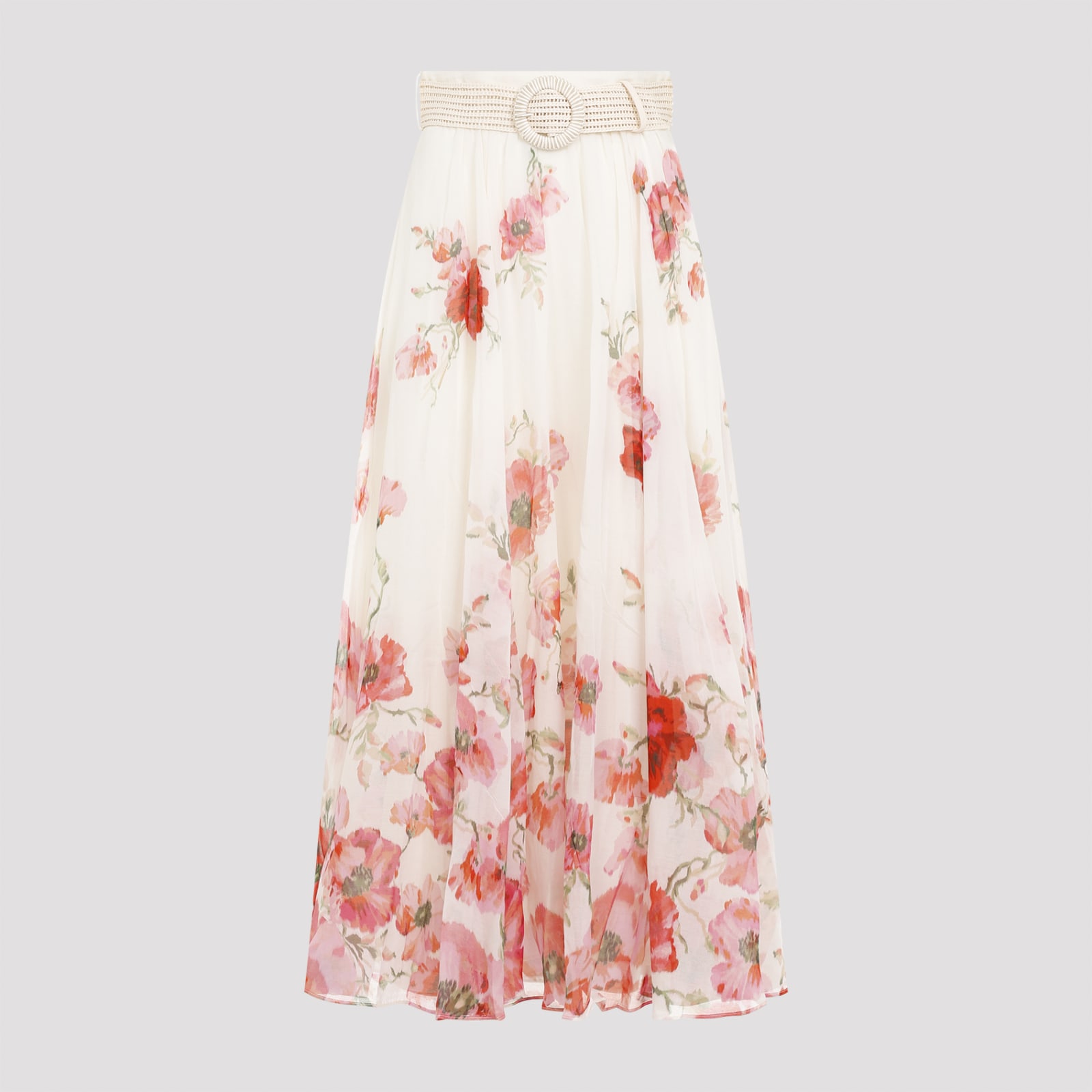 Shop Zimmermann Lightburst Maxi Skirt In Cream Red Floral