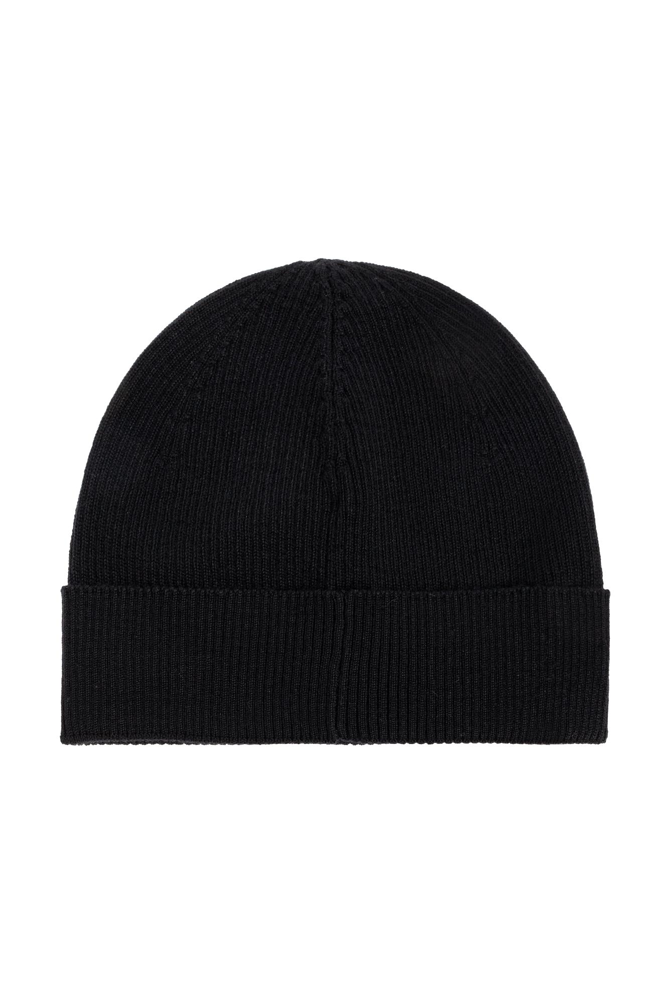 Saint Laurent Wool Beanie With Logo Patch In Black