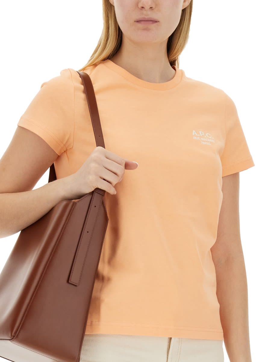 Shop Apc T-shirt With Logo In Orange