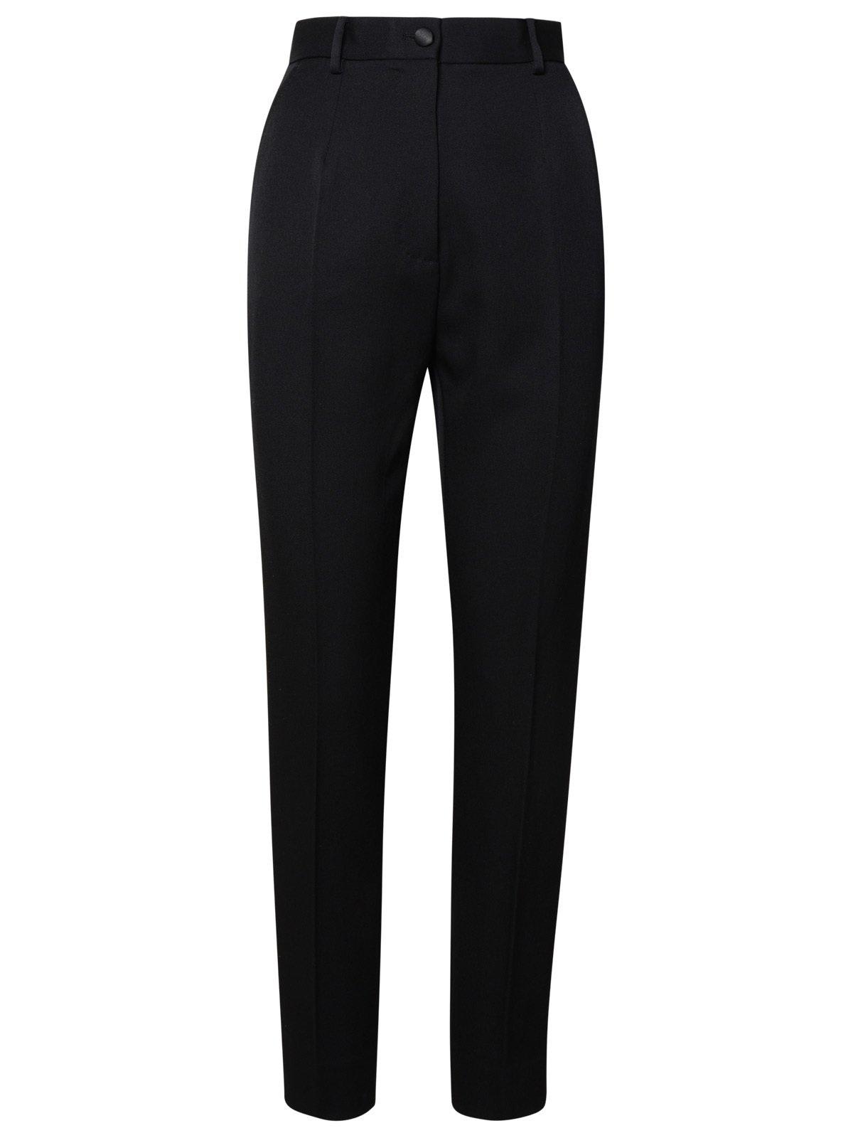 Shop Dolce & Gabbana High-waist Gabardine Cigarette Pants In Black