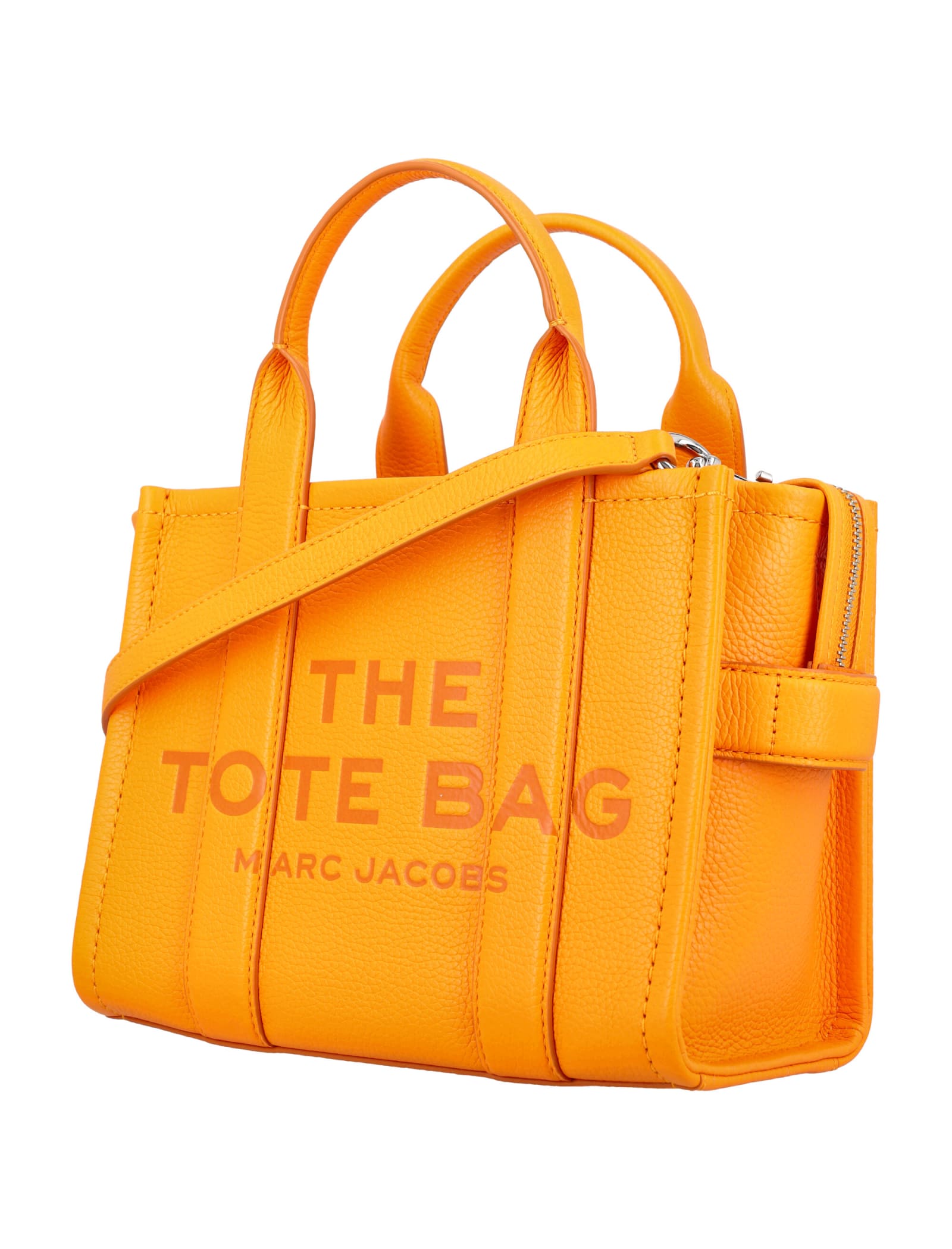 Shop Marc Jacobs The Mini Tote Leather Bag In Tangerine