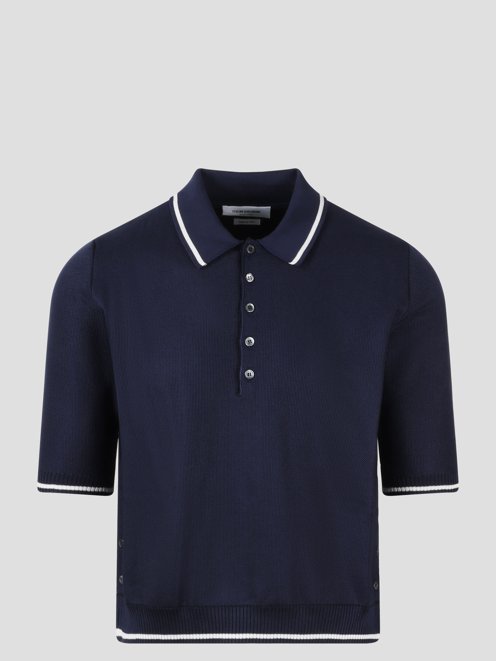 THOM BROWNE TIPPING PIQUE STITCH POLO SHIRT