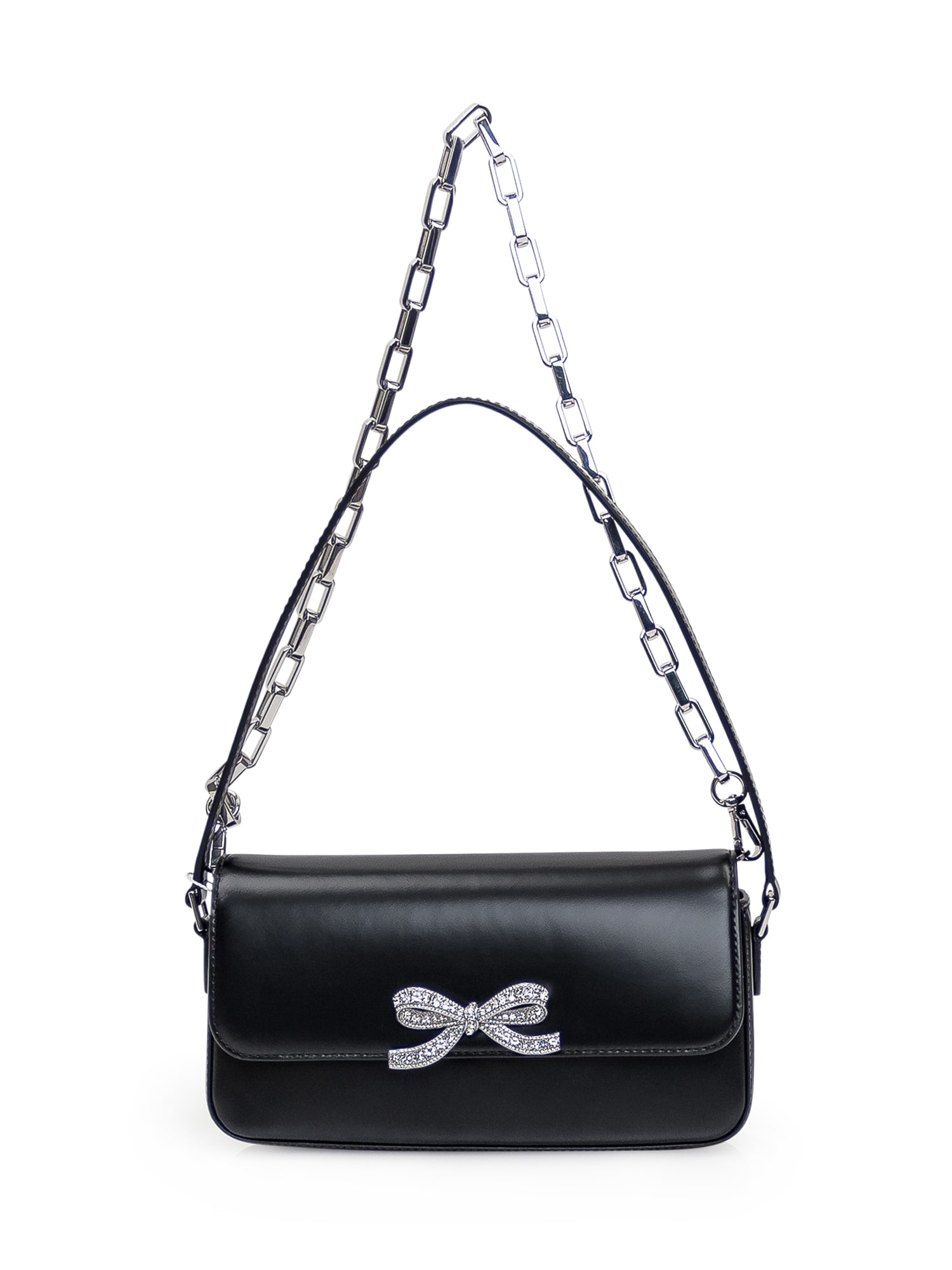 SELF-PORTRAIT BLACK LEATHER BAGUETTE BAG 