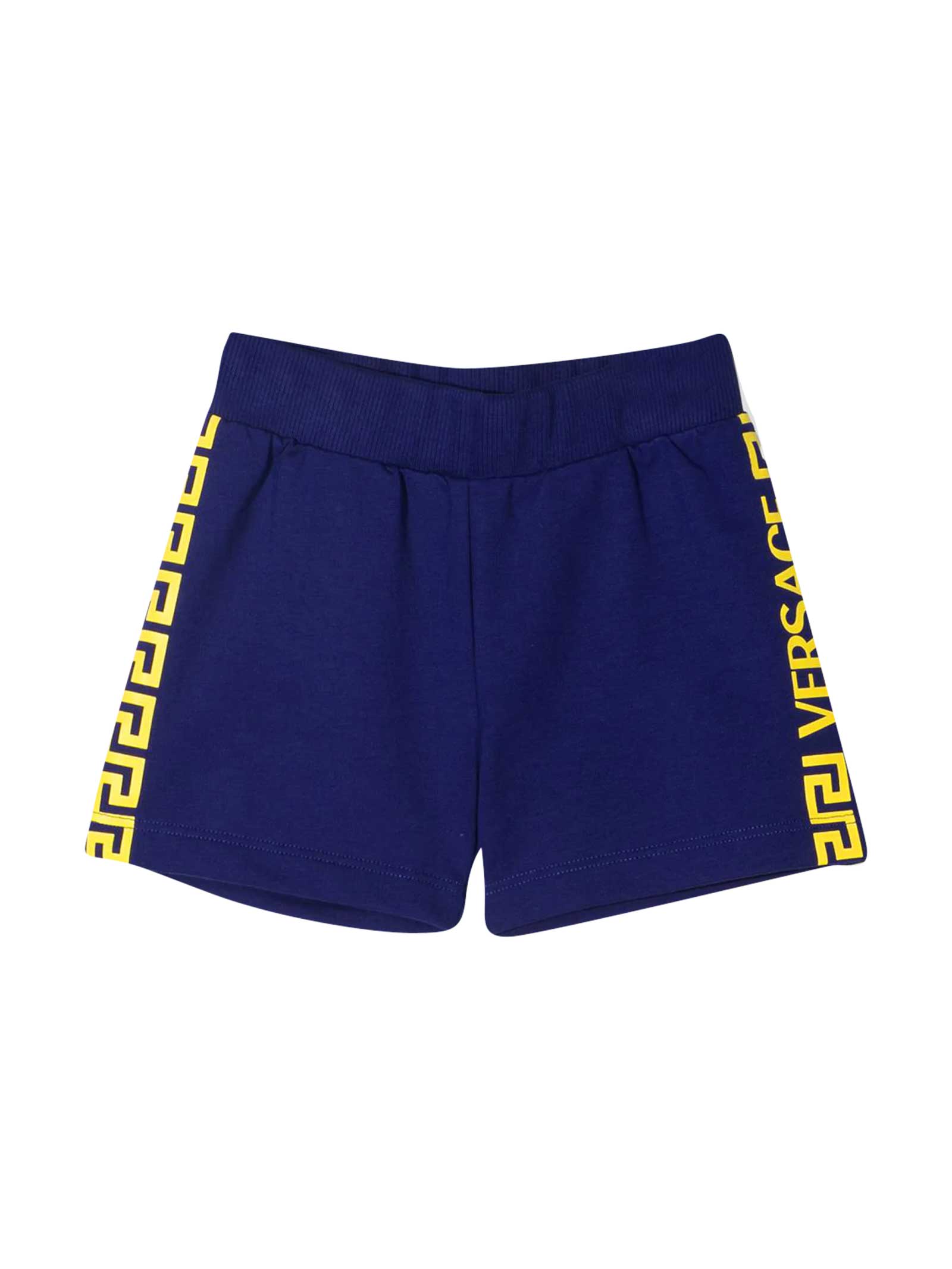 Versace Blue Shorts With Yellow Details Young