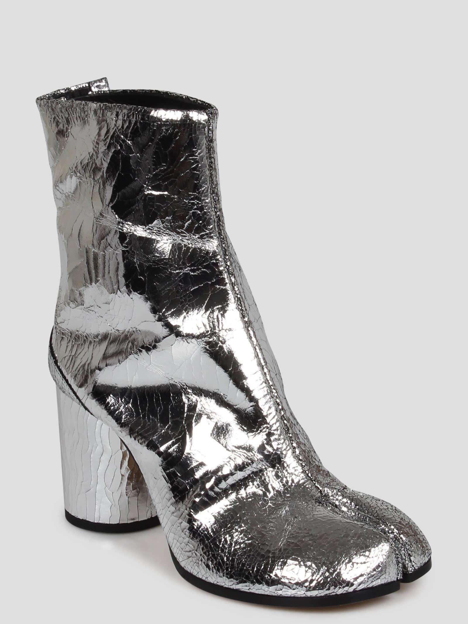 Shop Maison Margiela Tabi Broken Mirror Boots In Metallic