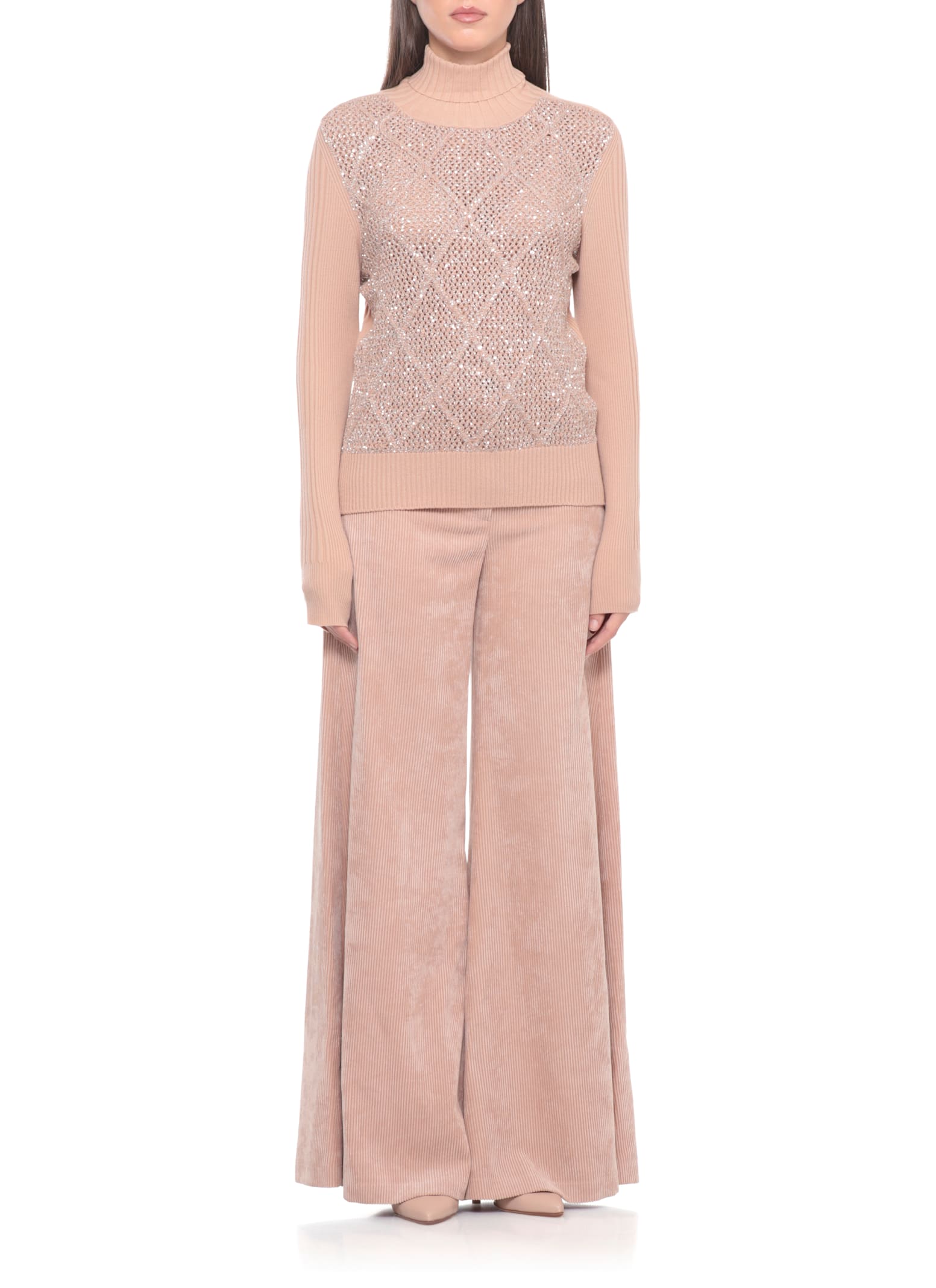 D Exterior Sweater With Paillettes In Pink