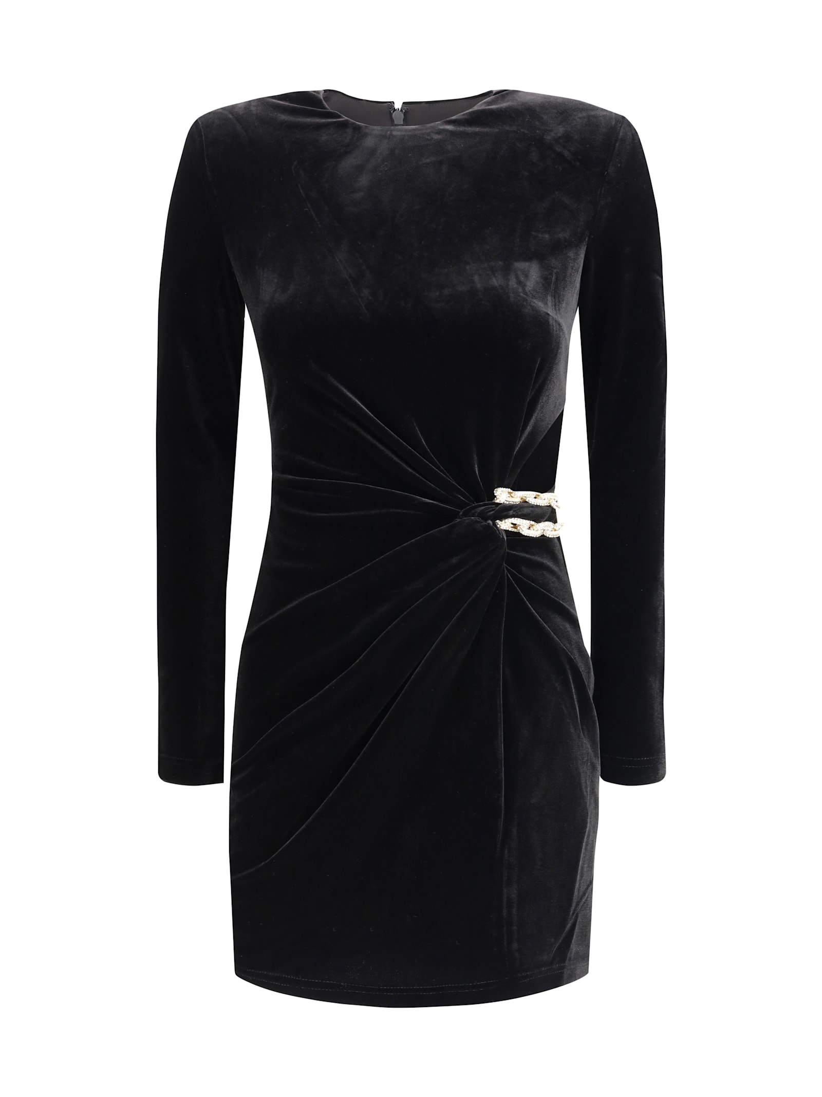 Self-portrait Short Velvet Dress In Black