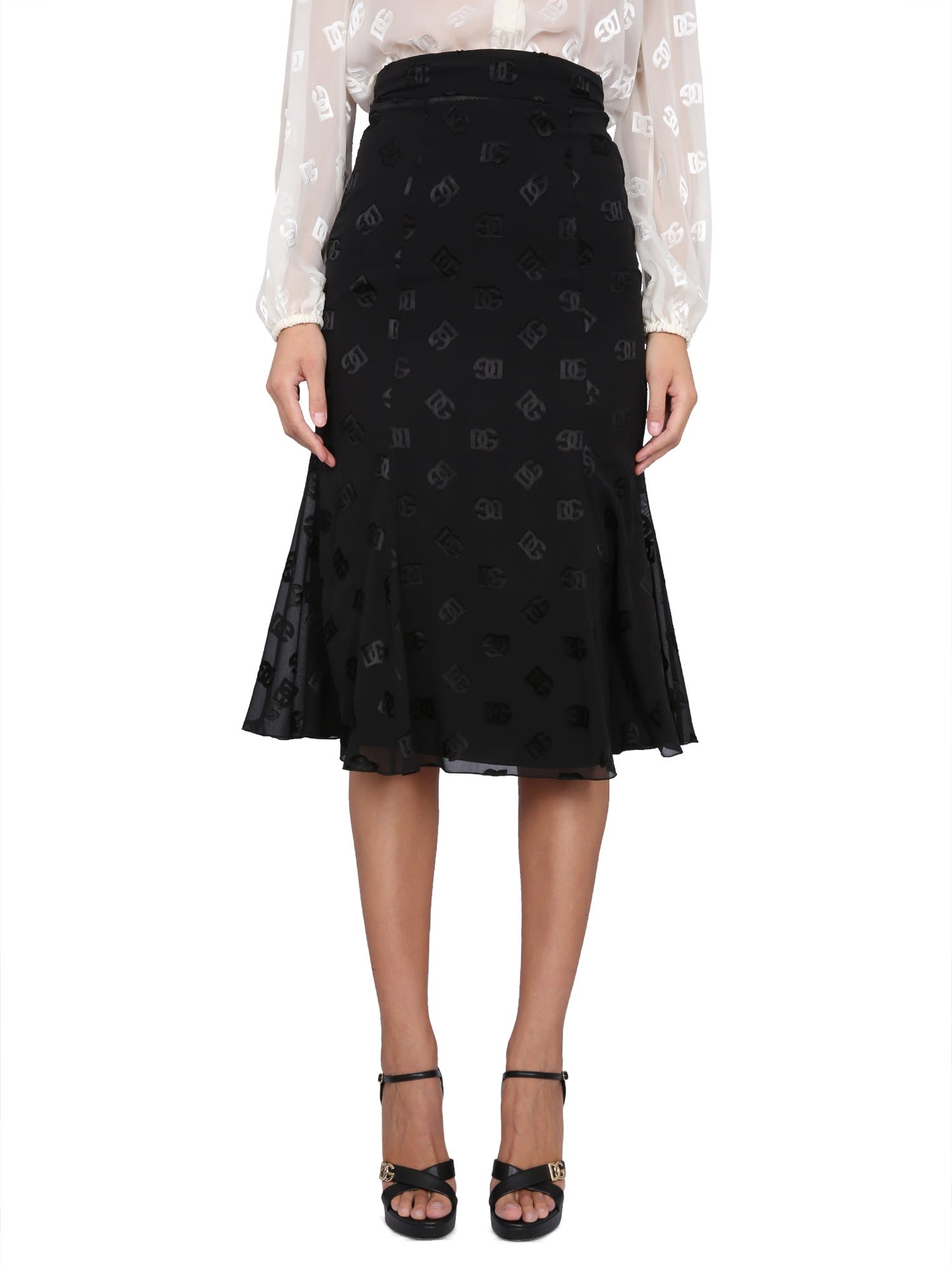 Dolce & Gabbana Midi Skirt In Nero