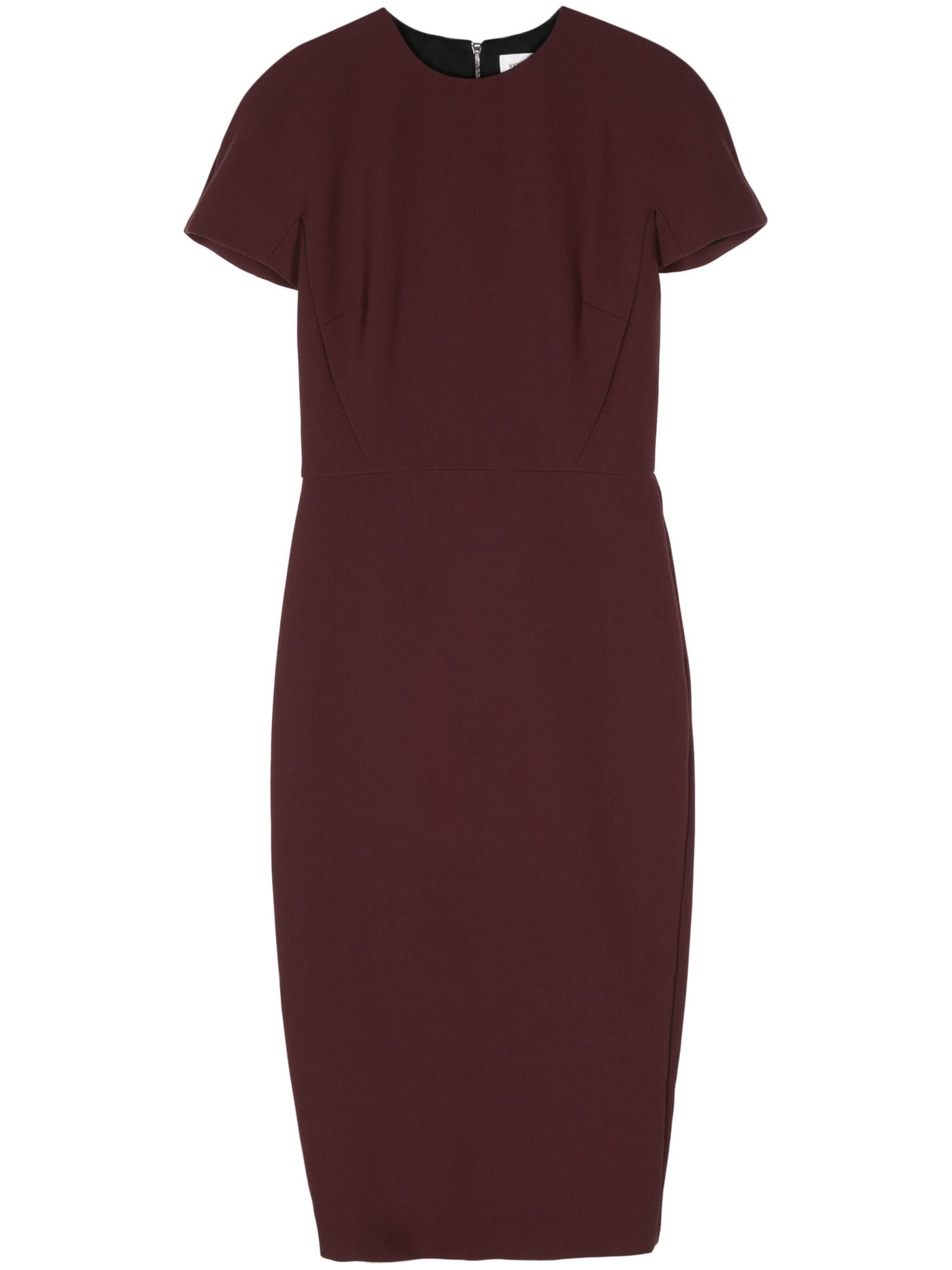 Shop Victoria Beckham T Shirt Fitted Dress In Deep Mahogany