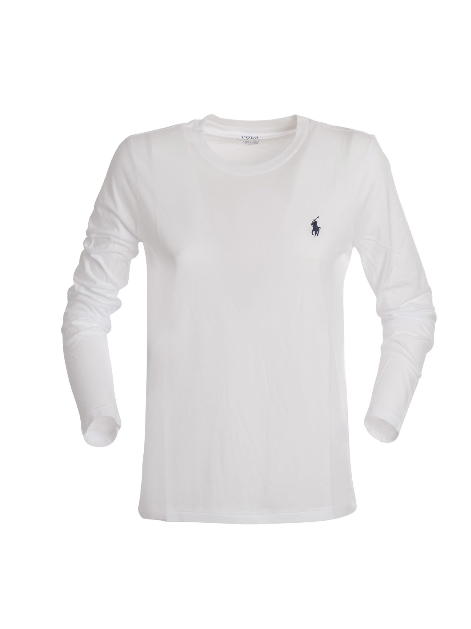Polo Ralph Lauren Embroidered-logo Long-sleeved T-shirt In Bianco