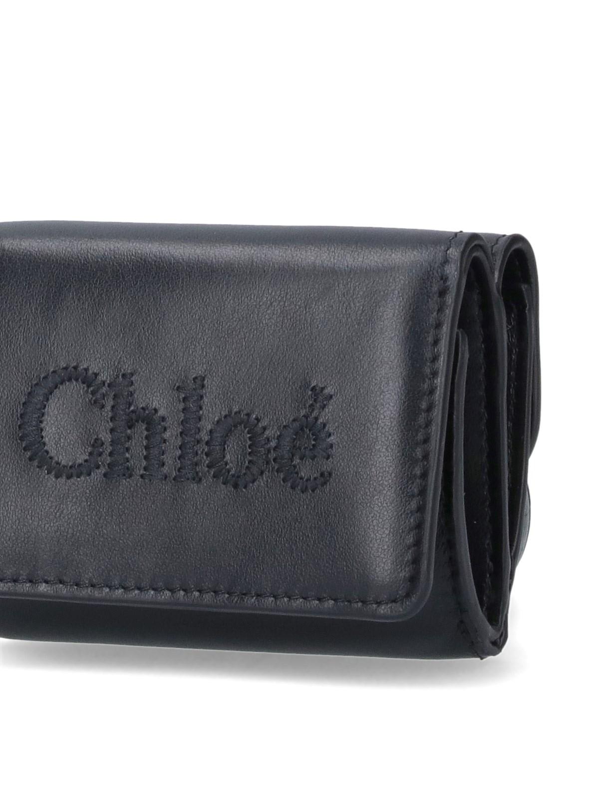 Shop Chloé Sense Tri-fold Mini Wallet In Black