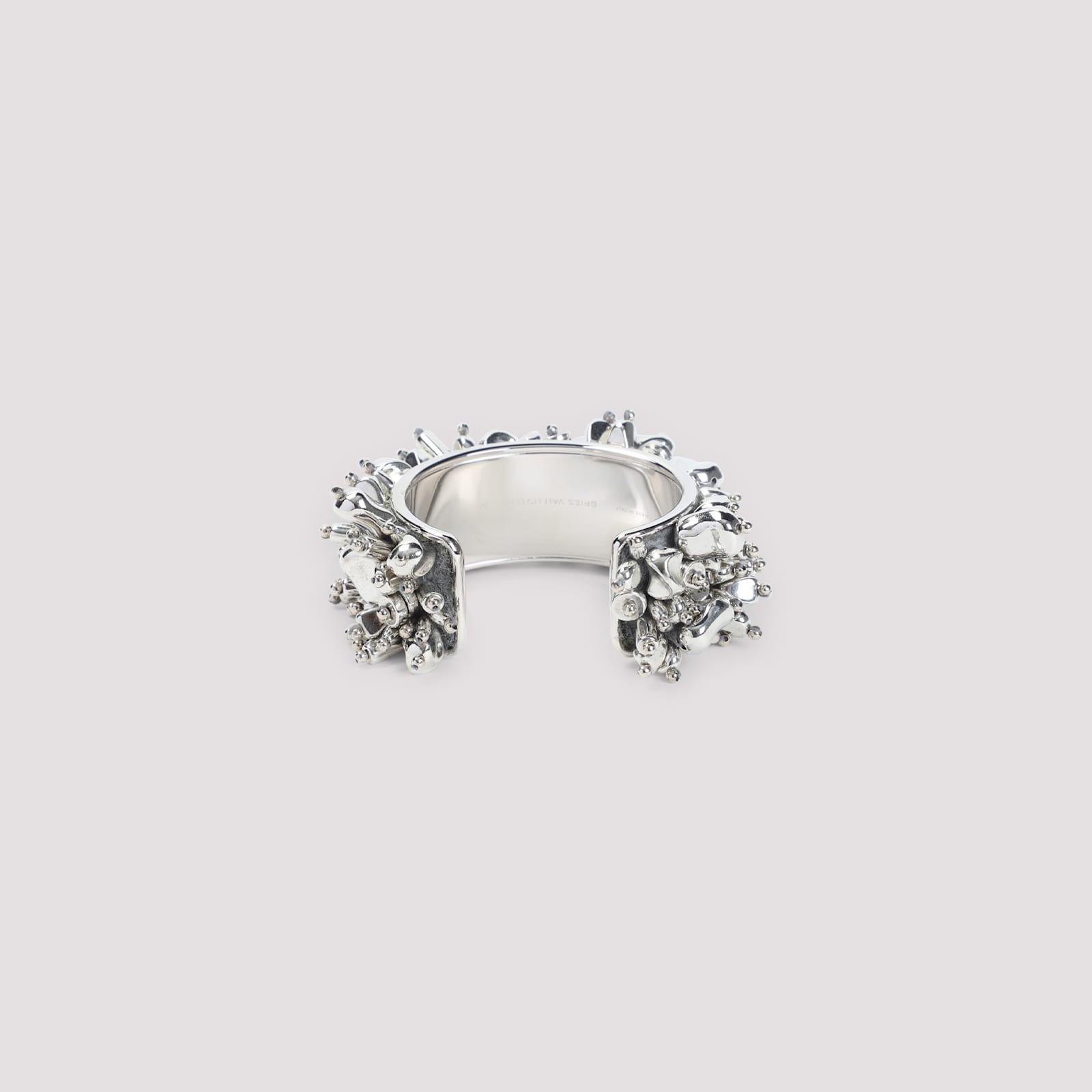 Dries Van Noten Intricate Metallic Textured Bracelet In Metallic