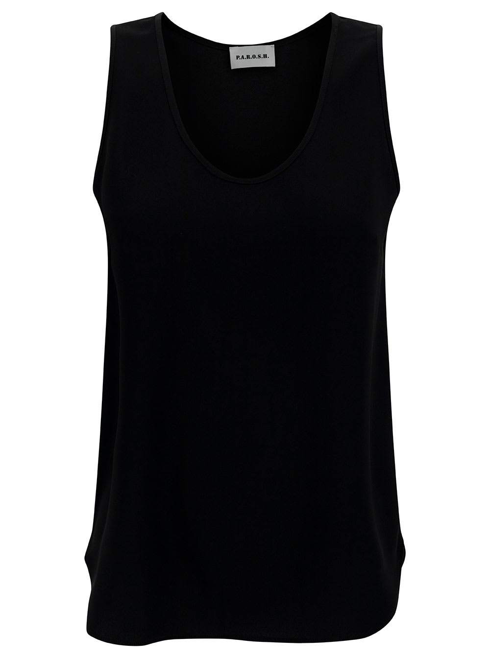 Shop P.a.r.o.s.h Black Tank Top With Plunging U Neckline In Polyamide Woman