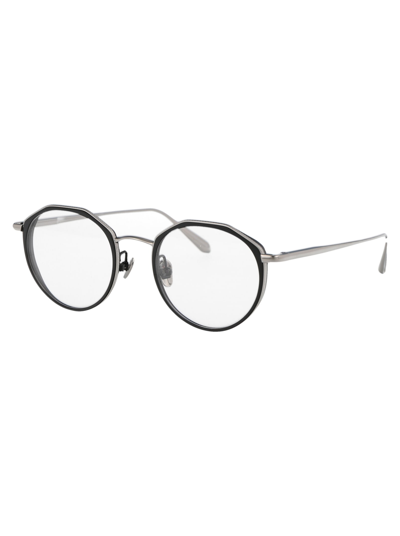 Shop Linda Farrow Cesar Glasses In Whitegold/black/optical