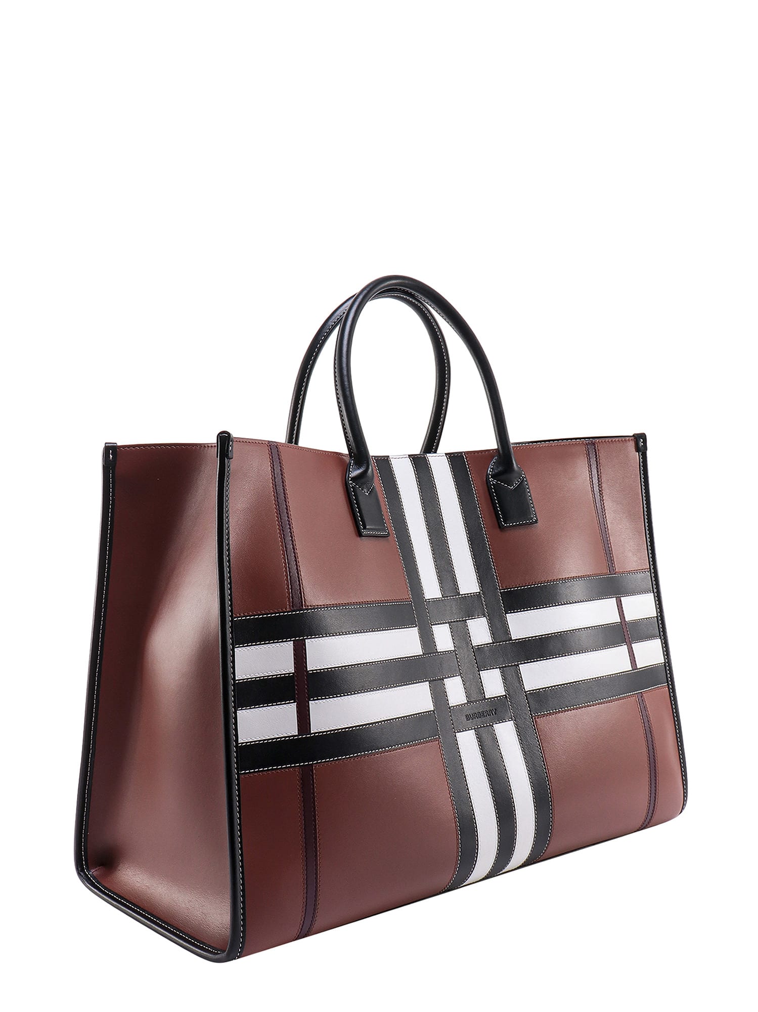 Burberry Exaggerated Check Leather Tote