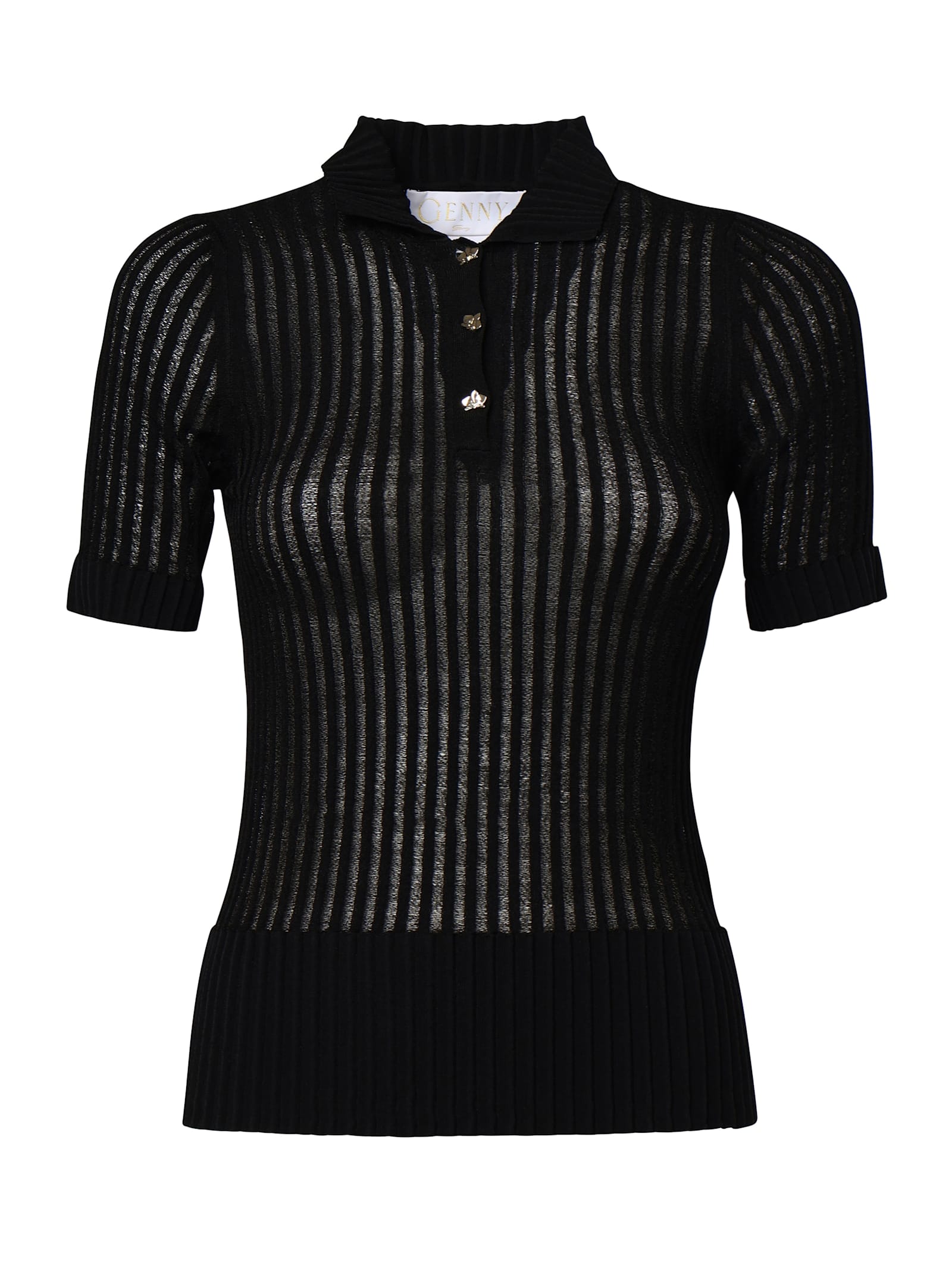 Viscose Polo Shirt With Pleats