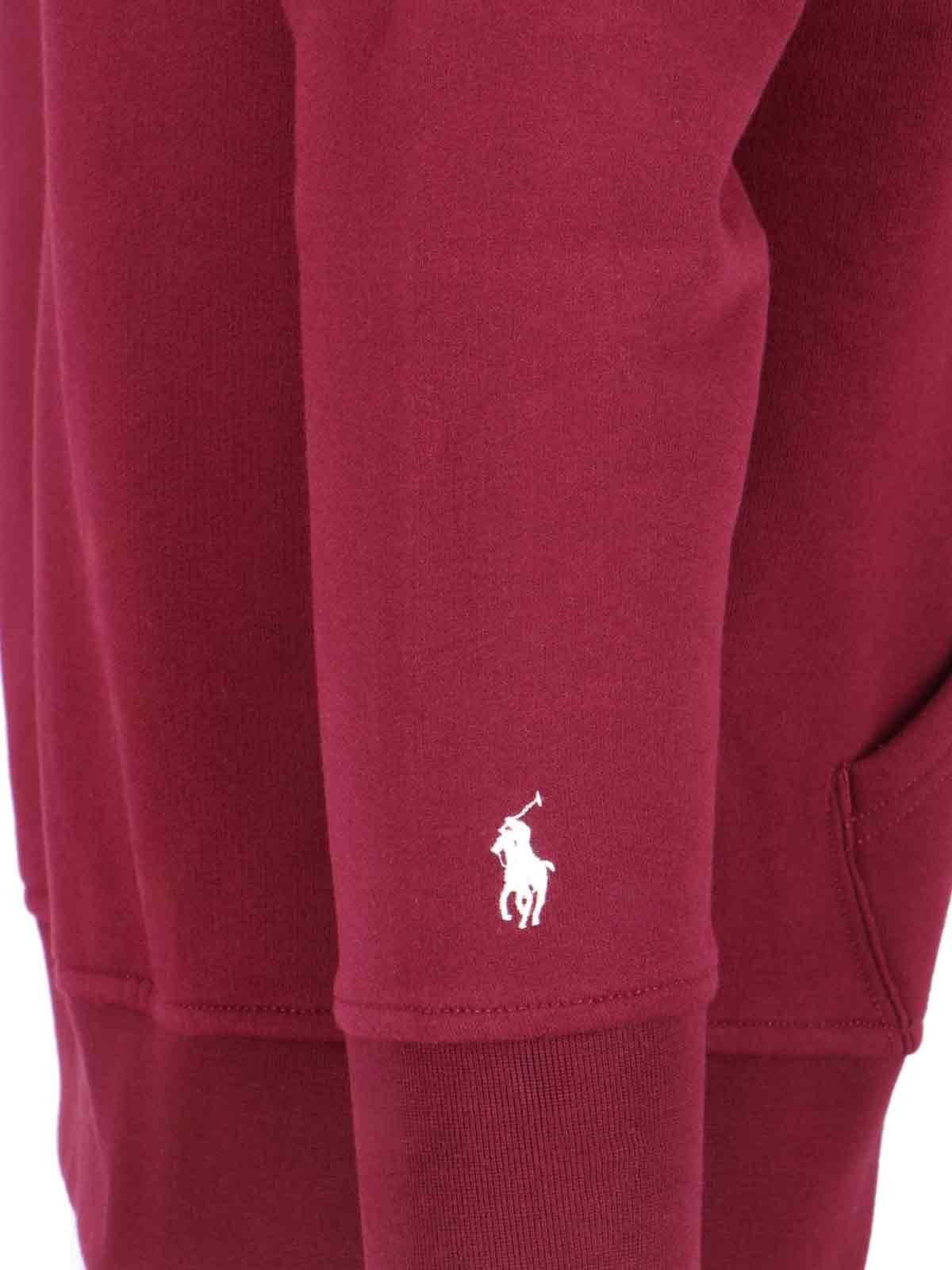 Shop Polo Ralph Lauren Logo Hoodie In Rosso