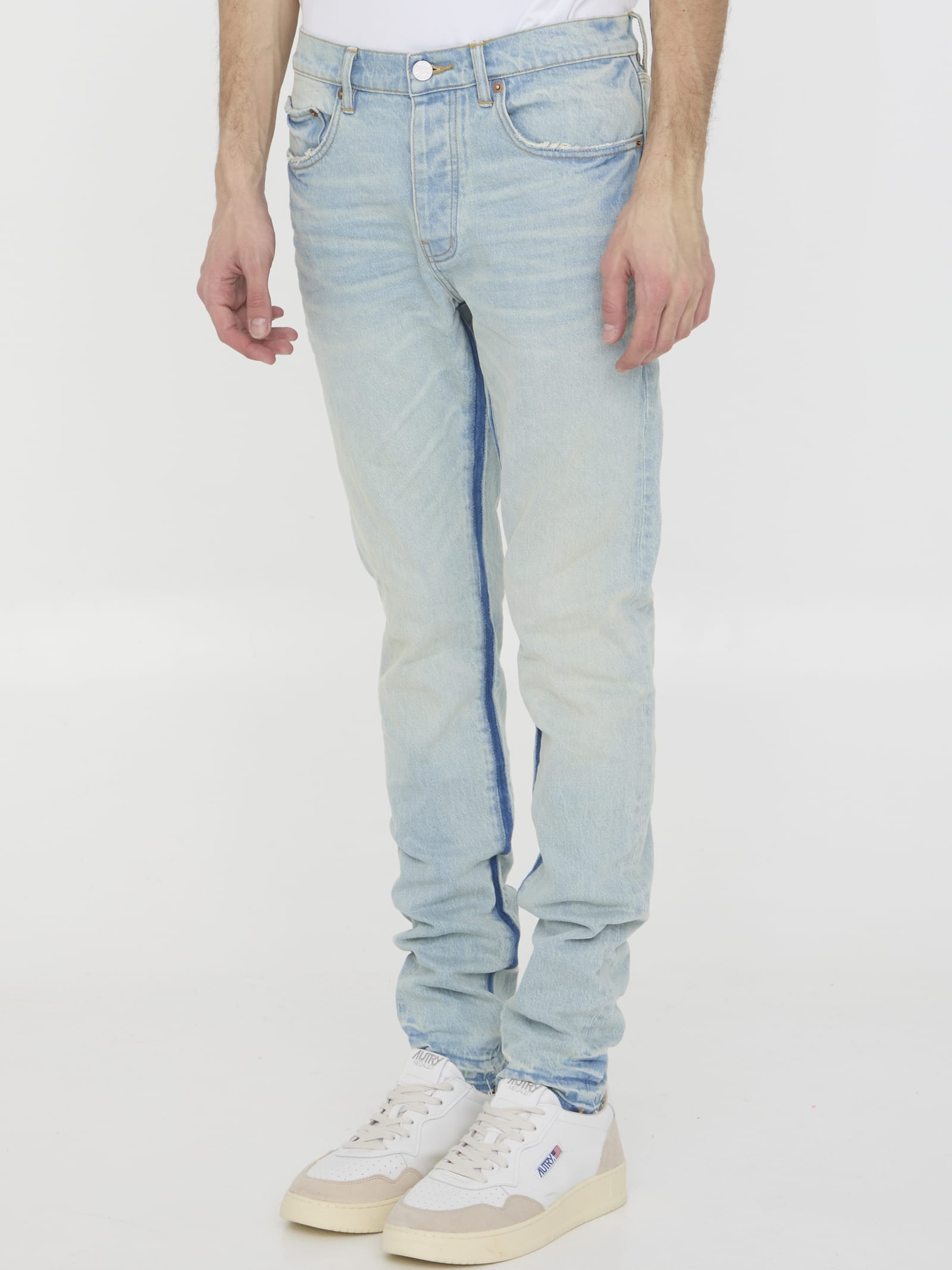 Shop Purple Brand Denim Slim Jeans In Light Blue