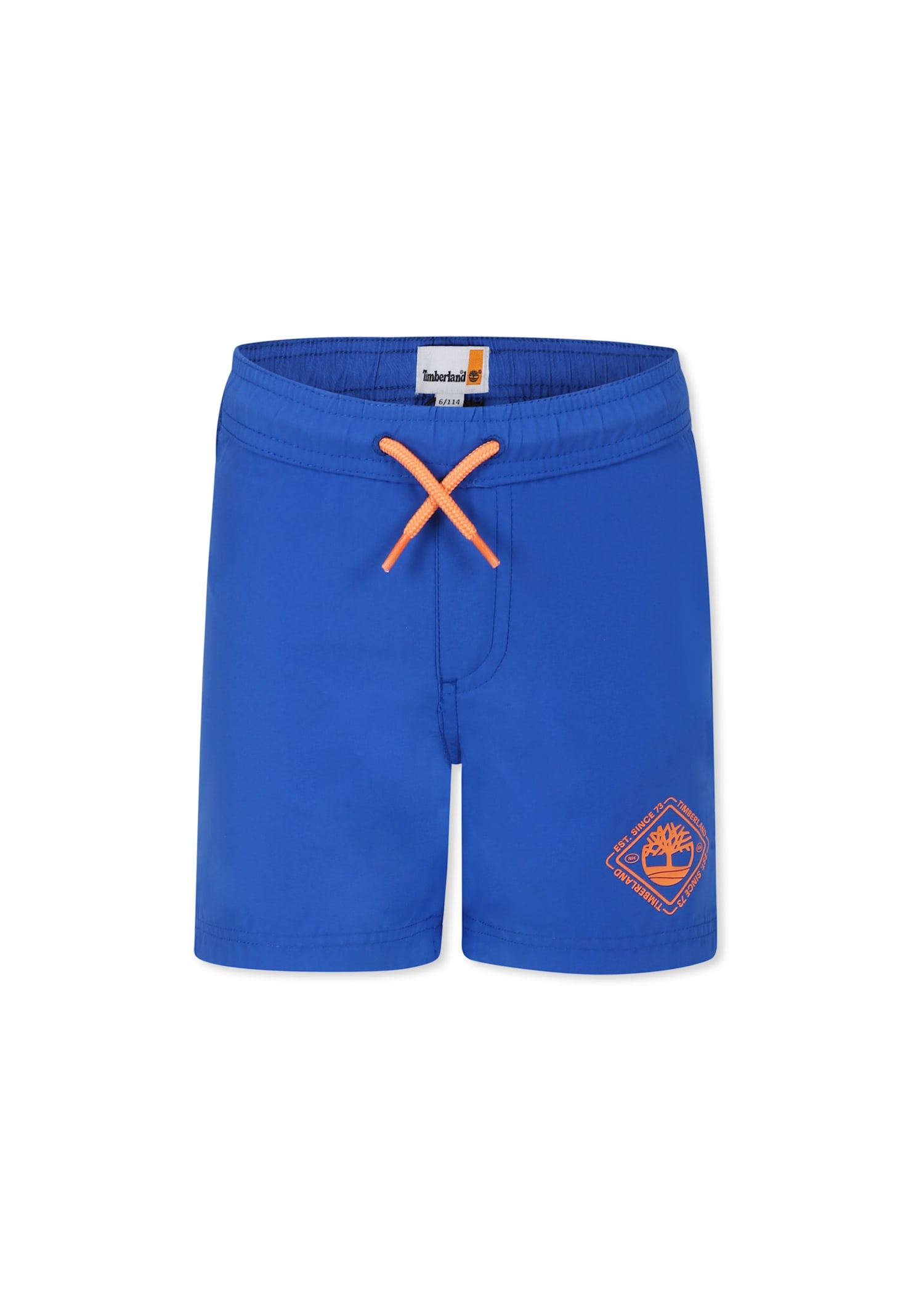 Timberland Light Blue Swim Shorts For Boy With Tree In Light Blue