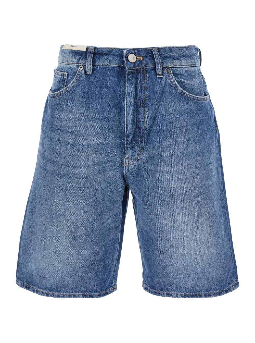 gianna Blue Bermuda Pants With Logo Patch On The Rear In Denim Woman