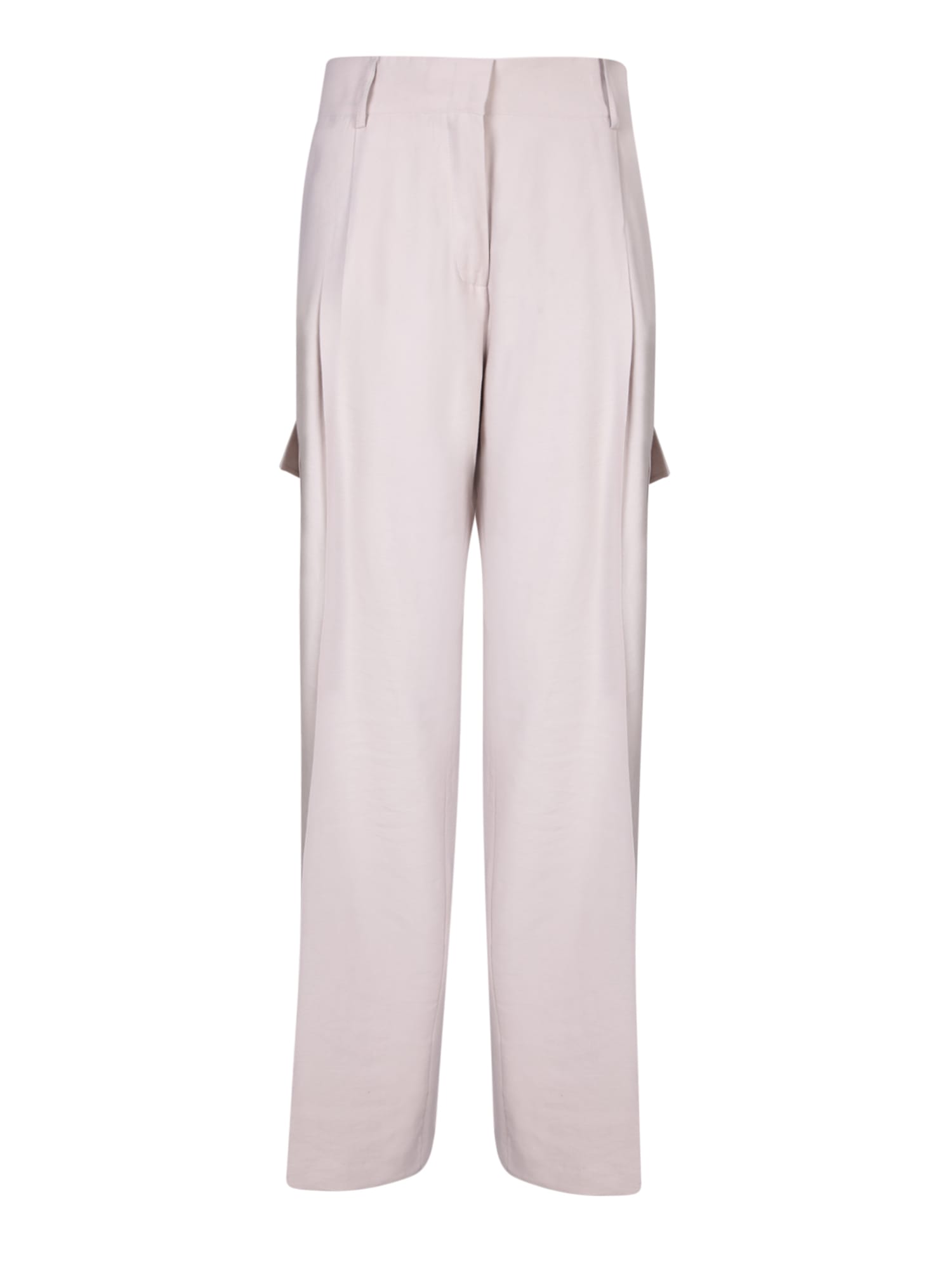 Shop Blanca Vita Taupe Twill Cargo Trousers In Beige