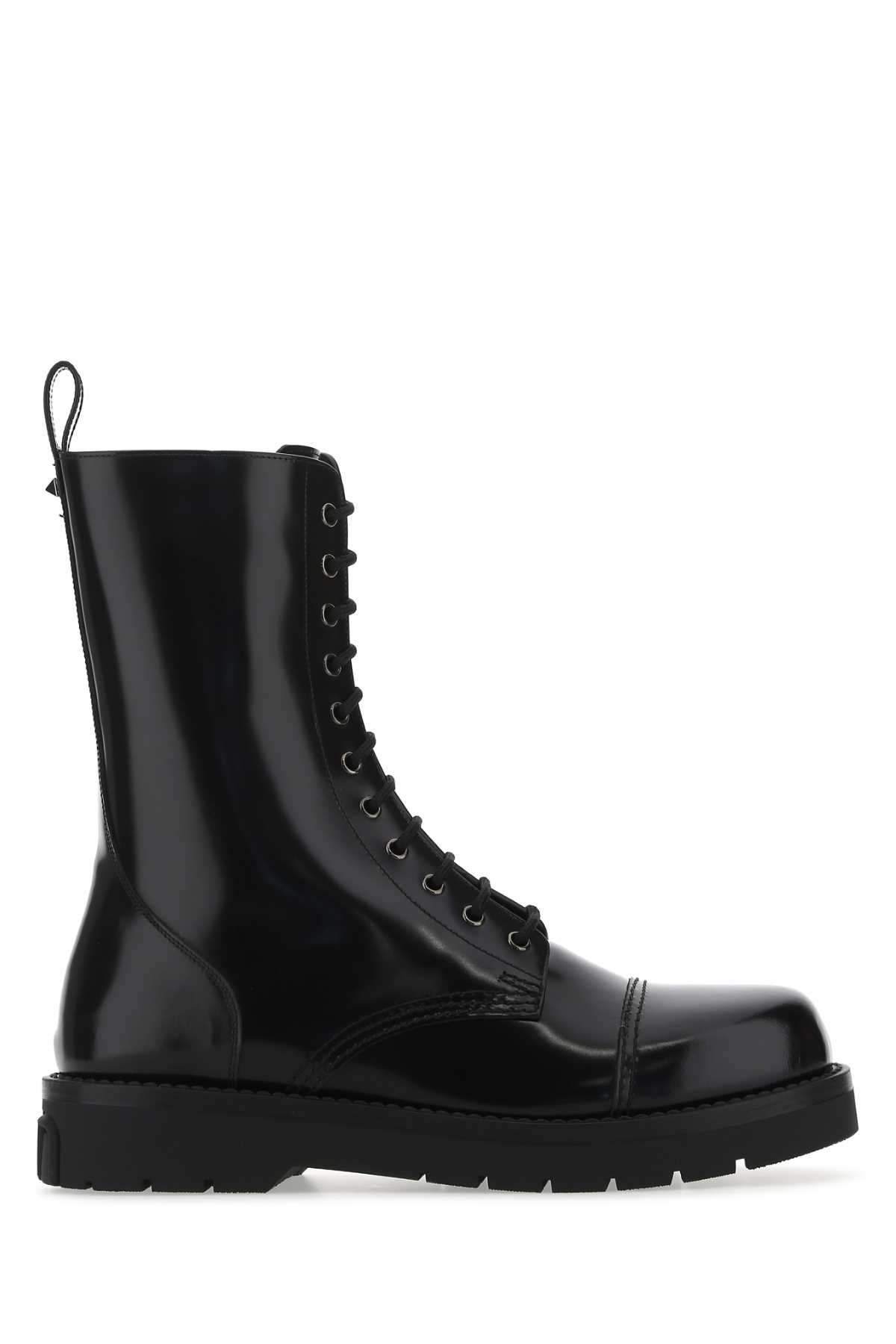 Valentino Garavani Black Leather Boots In 0no
