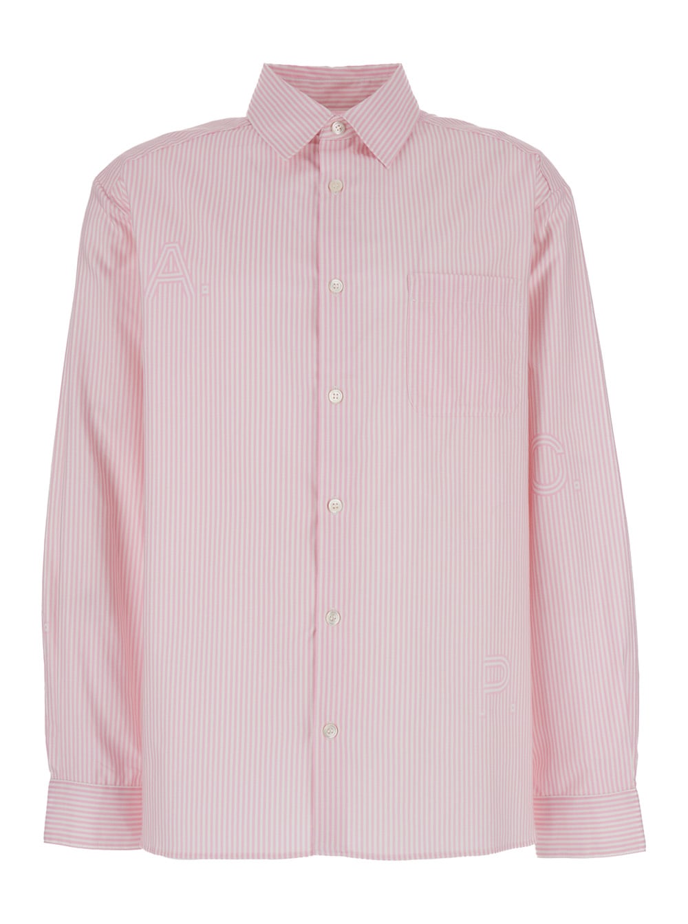 Shop Apc Pink And White Shirt In Cotton Man