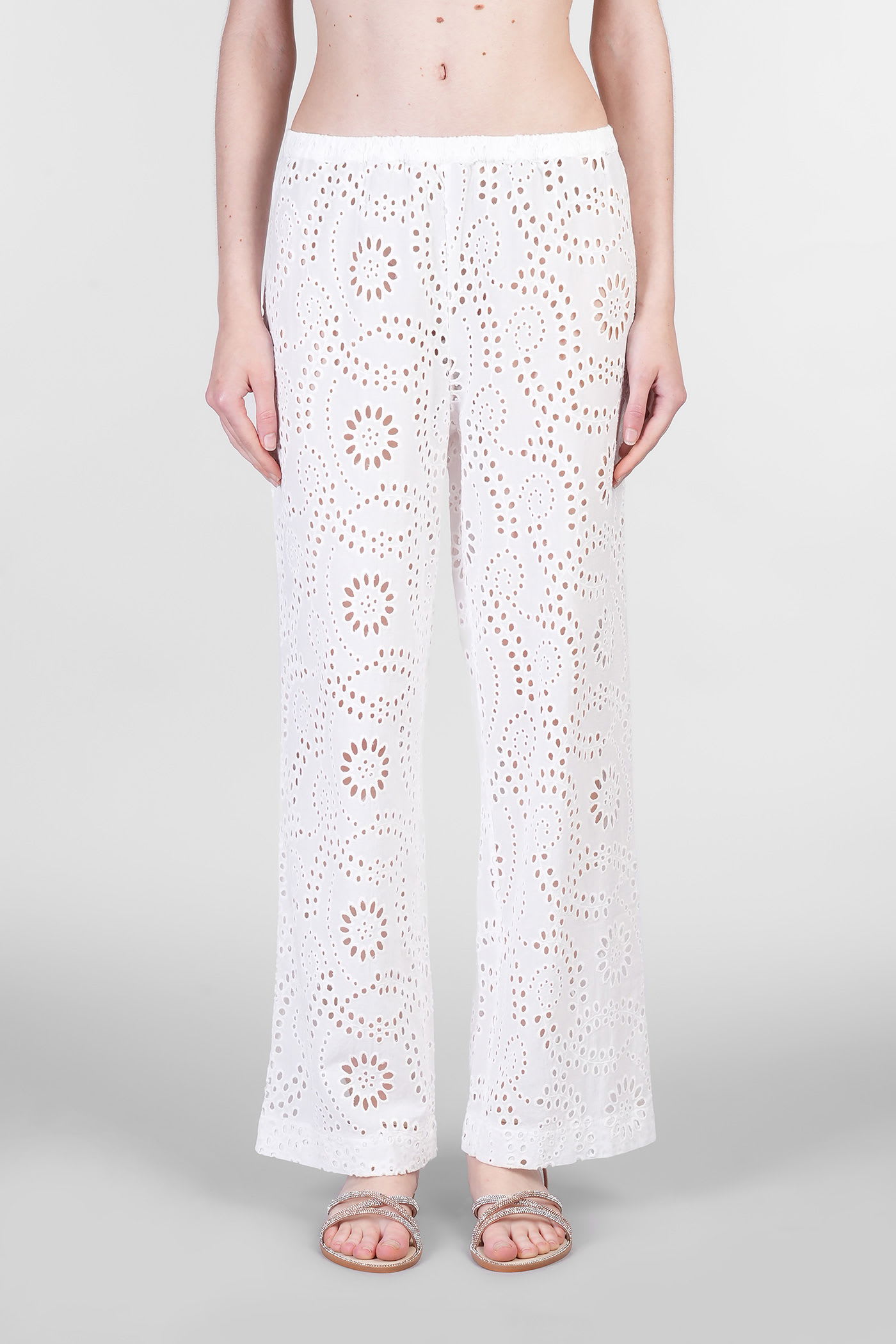 Mc2 Saint Barth Inez Pants In White Cotton