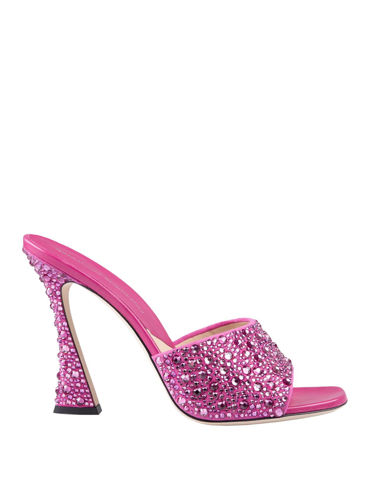 Fuchsia Mules With Crystals