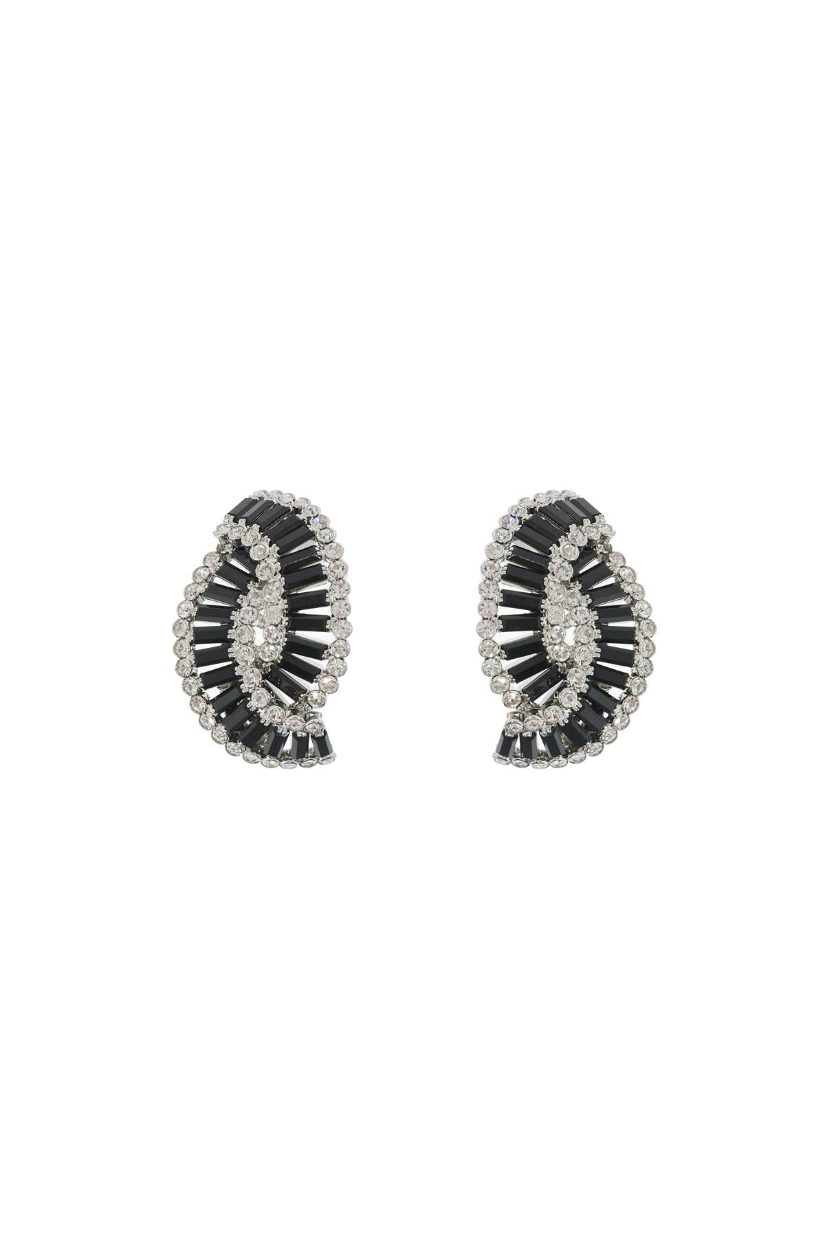 Shop Alessandra Rich Braided Earrings In Black-silver (silver)