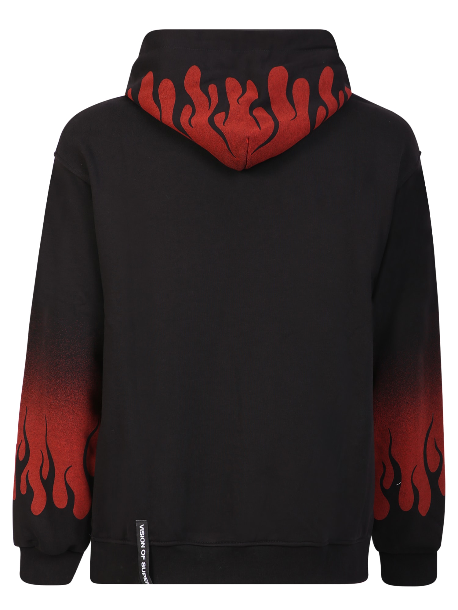 Shop Vision Of Super Negative Red Flames Hoodie In Black