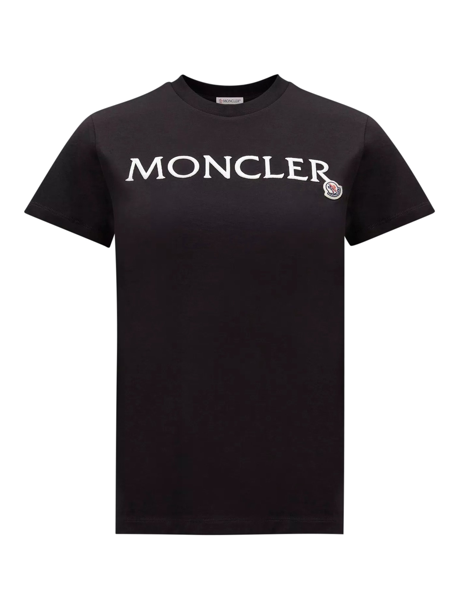 Moncler Logo Embroidered Crewneck T-shirt In Black