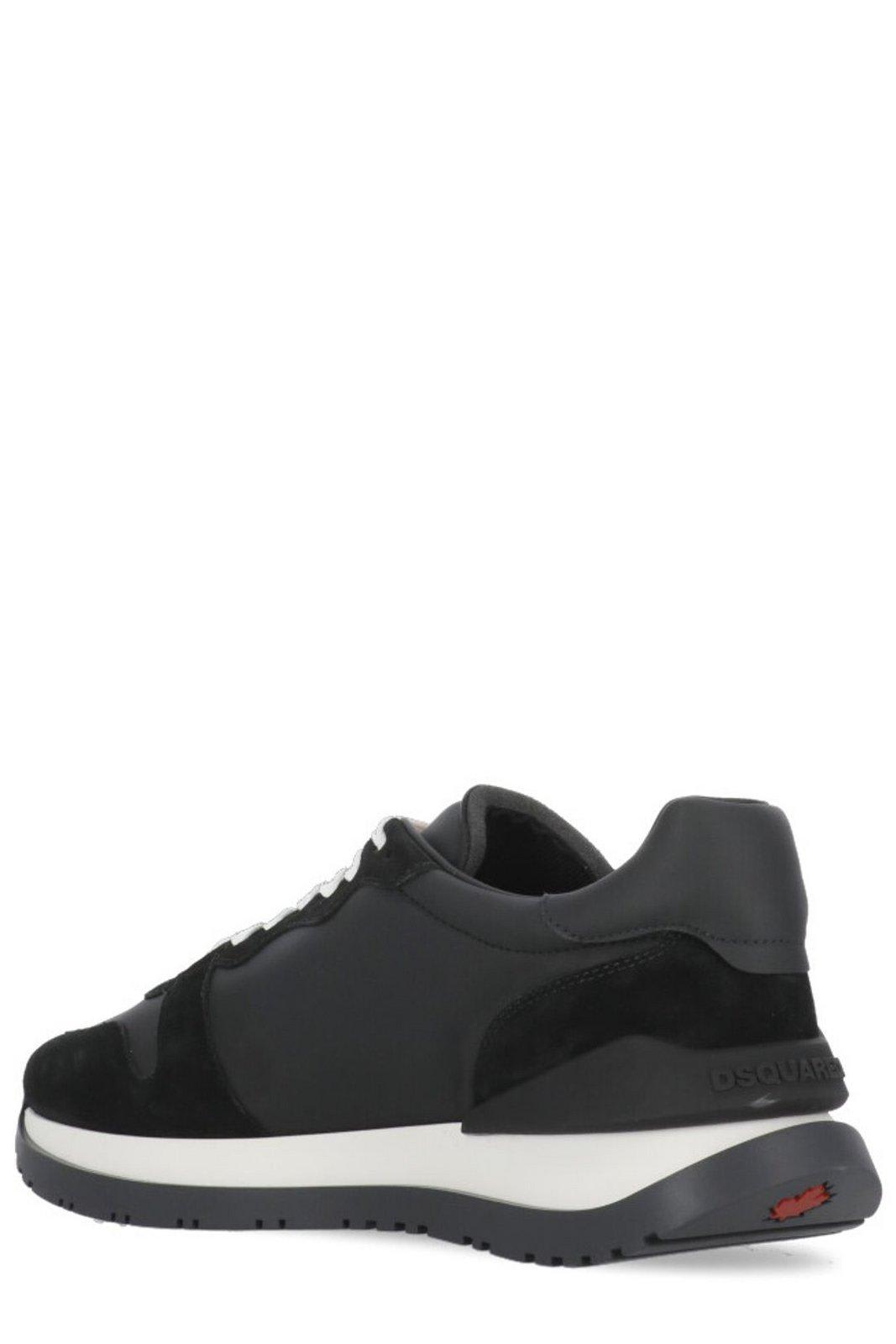 Shop Dsquared2 Icon Lace-up Running Sneakers In Nero Bianco