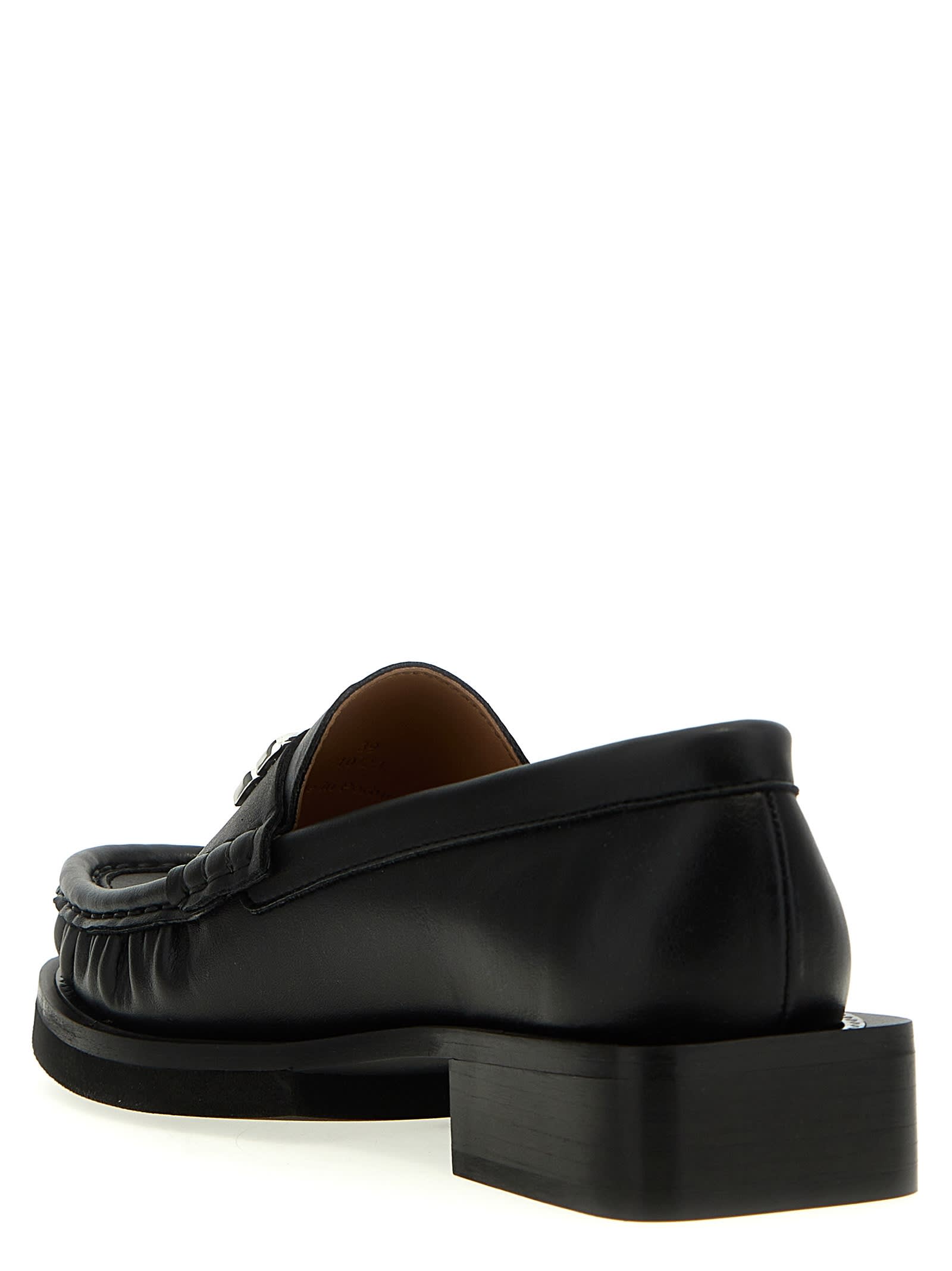 Shop Ganni Butterfly Loafers In Black