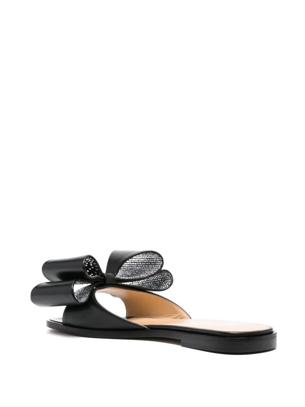 Shop Mach &amp; Mach Cadeau Nappa Leather Flat Sandal In Black