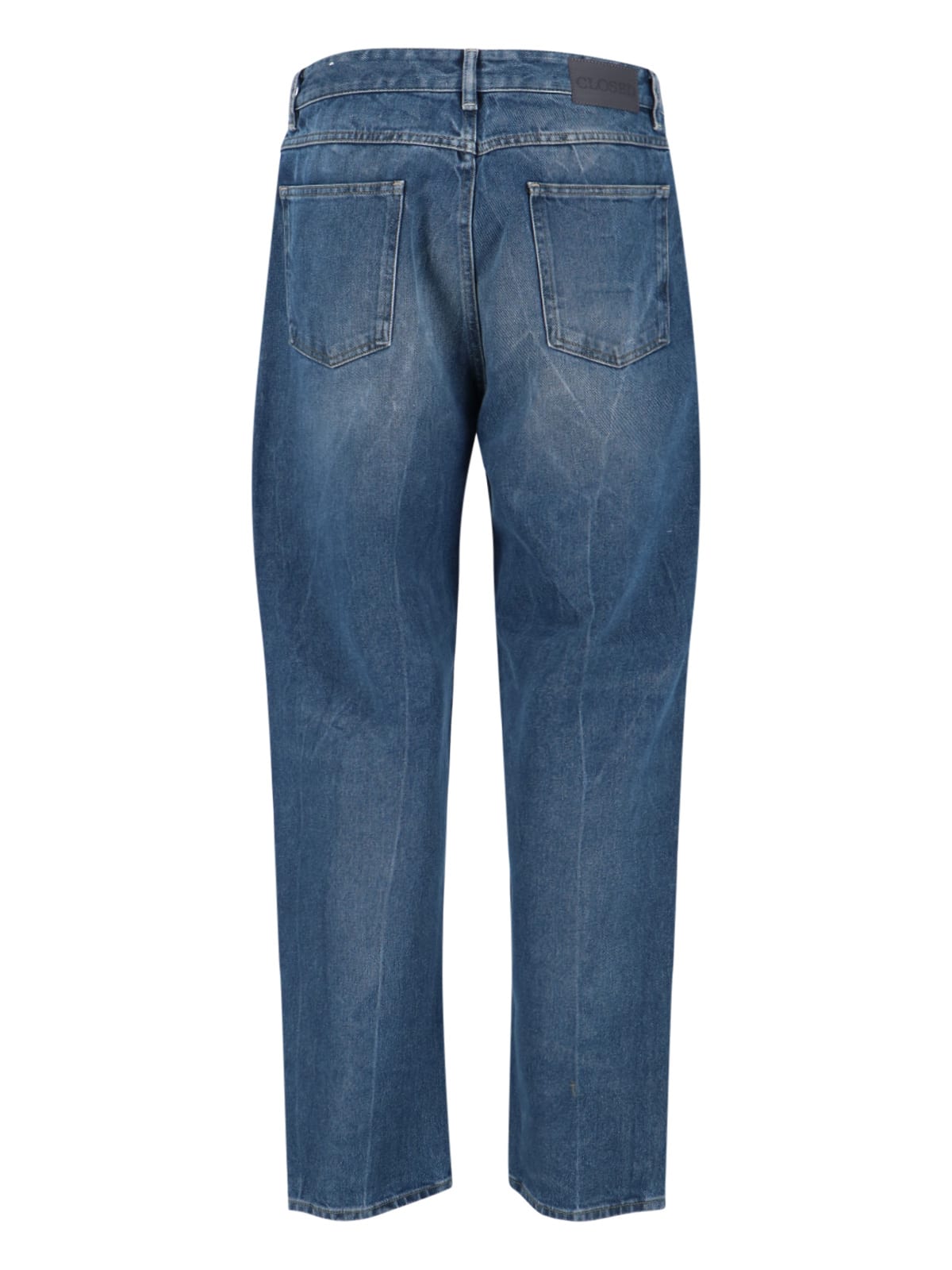 Closed High-waisted Straight-leg Denim Jeans With Worn-in Finish In Blue