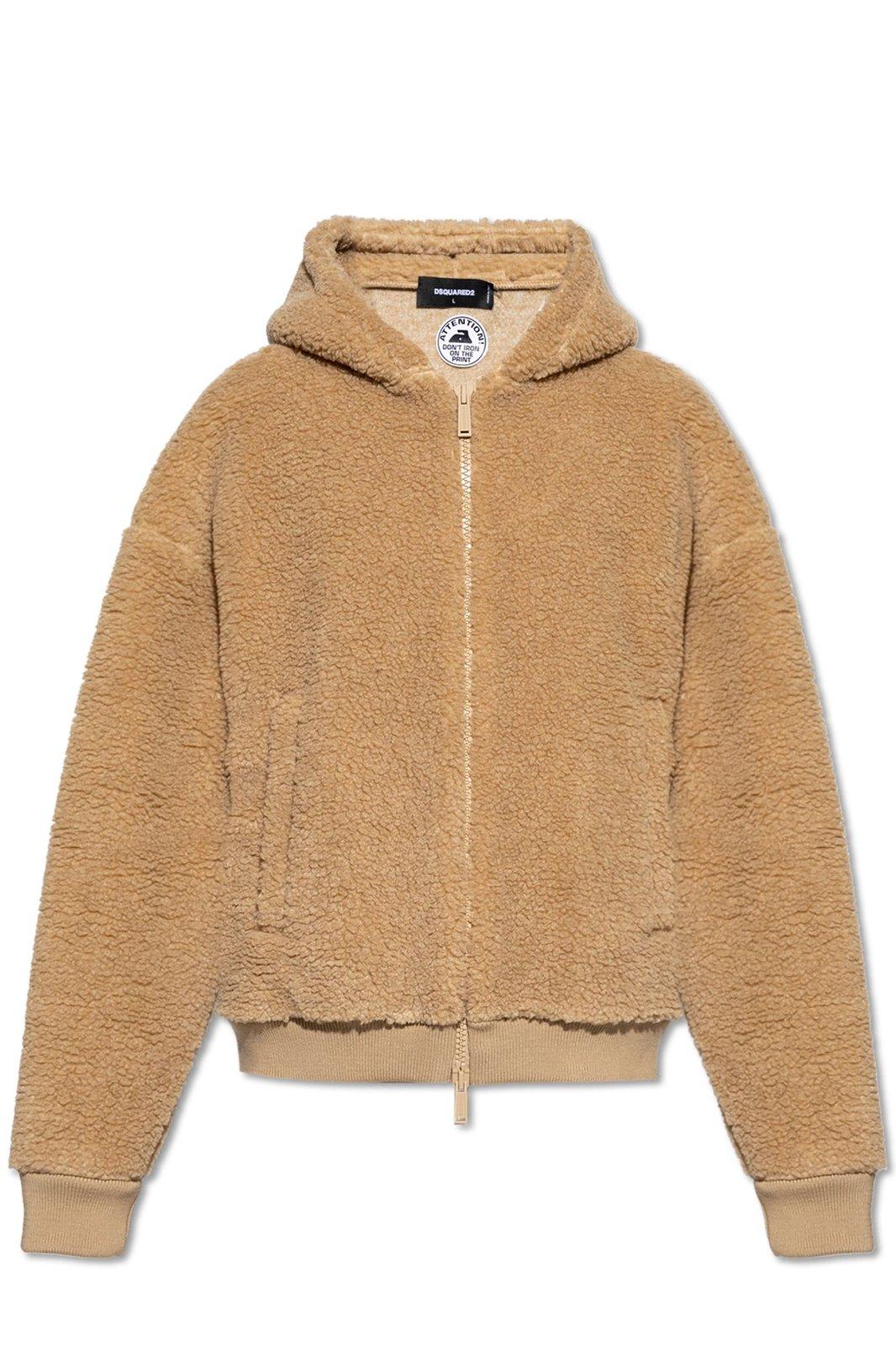 Shop Dsquared2 Zip-up Hooded Jacket In Tortora