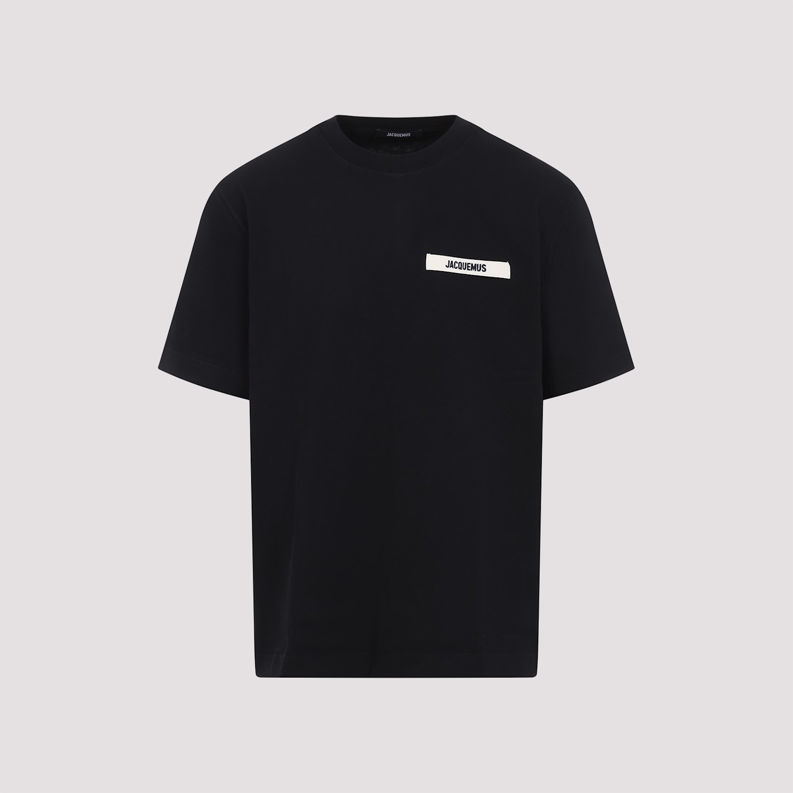Jacquemus Grosgrain Crewneck T-shirt Short Sleeves In Black