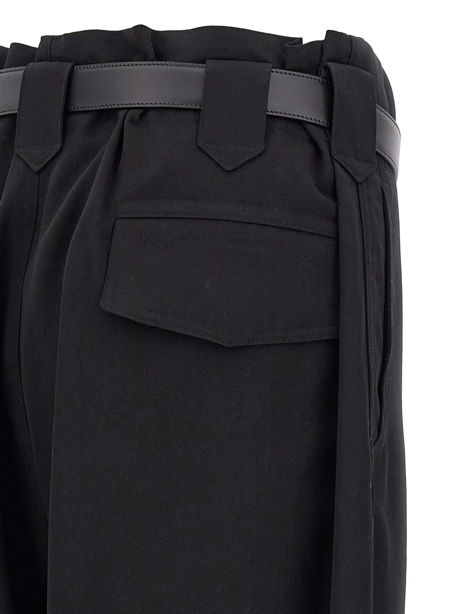 Yohji Yamamoto Utility Trousers With Pleated Design And Pockets In Black