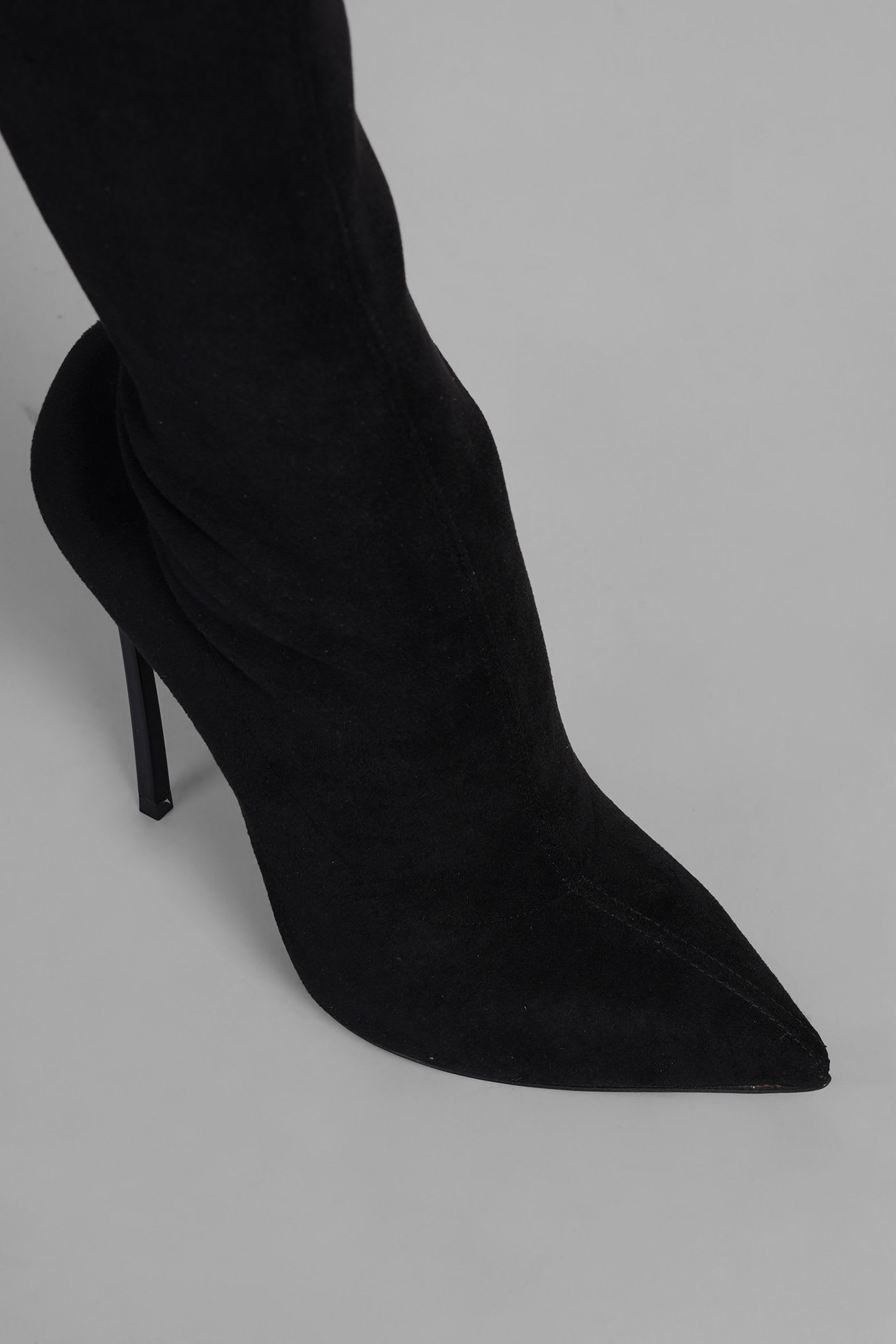 Casadei Blade High Heels Boots In Black Suede In Black