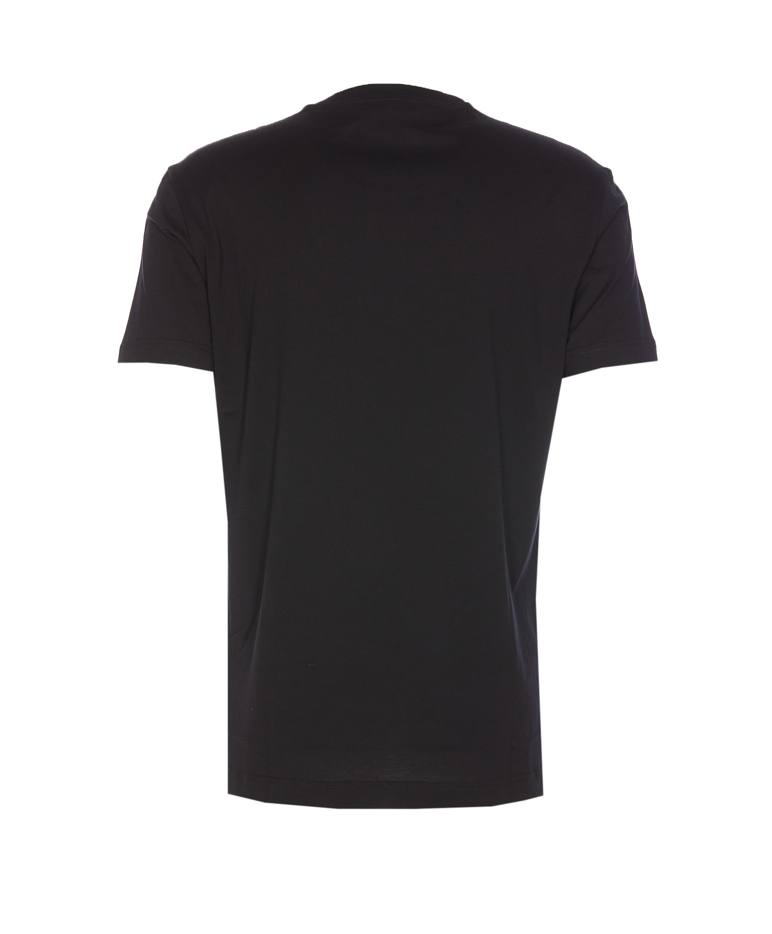 Dolce & Gabbana Black Crewneck T-shirt With Signature Logo In Cotton Man In Black