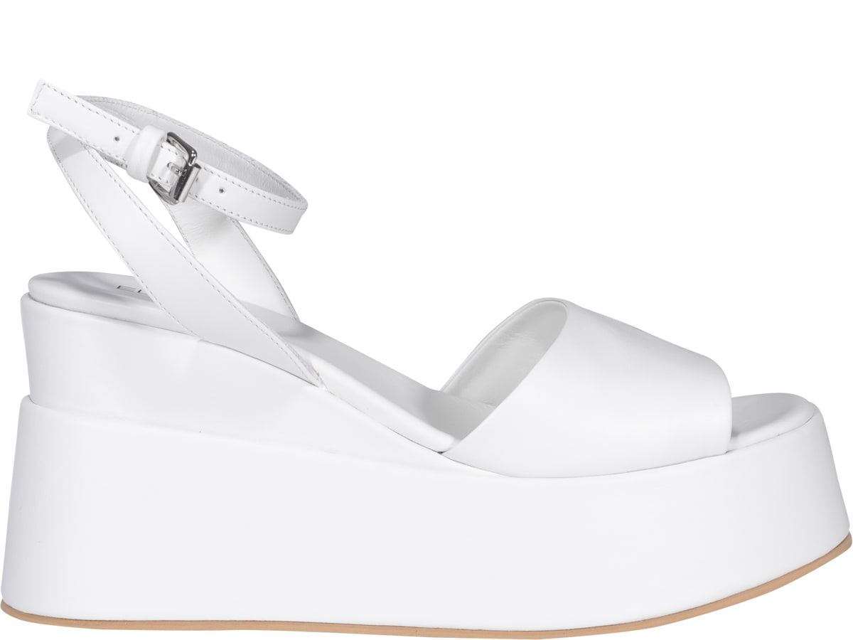Elena Iachi Wedged Sandals In White